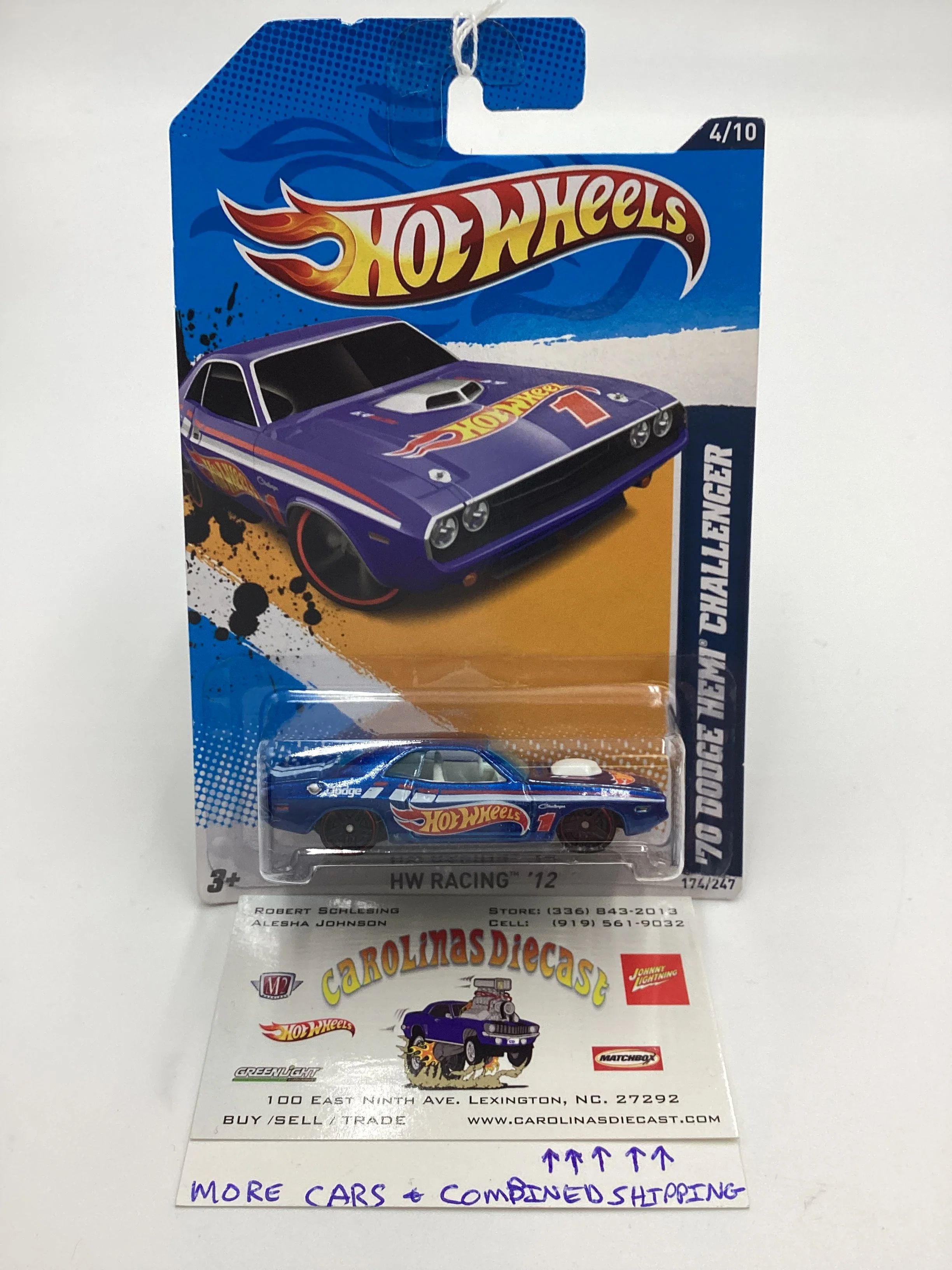 2012 Hot Wheels Racing #174 70 Dodge Hemi Challenger Blue 51G