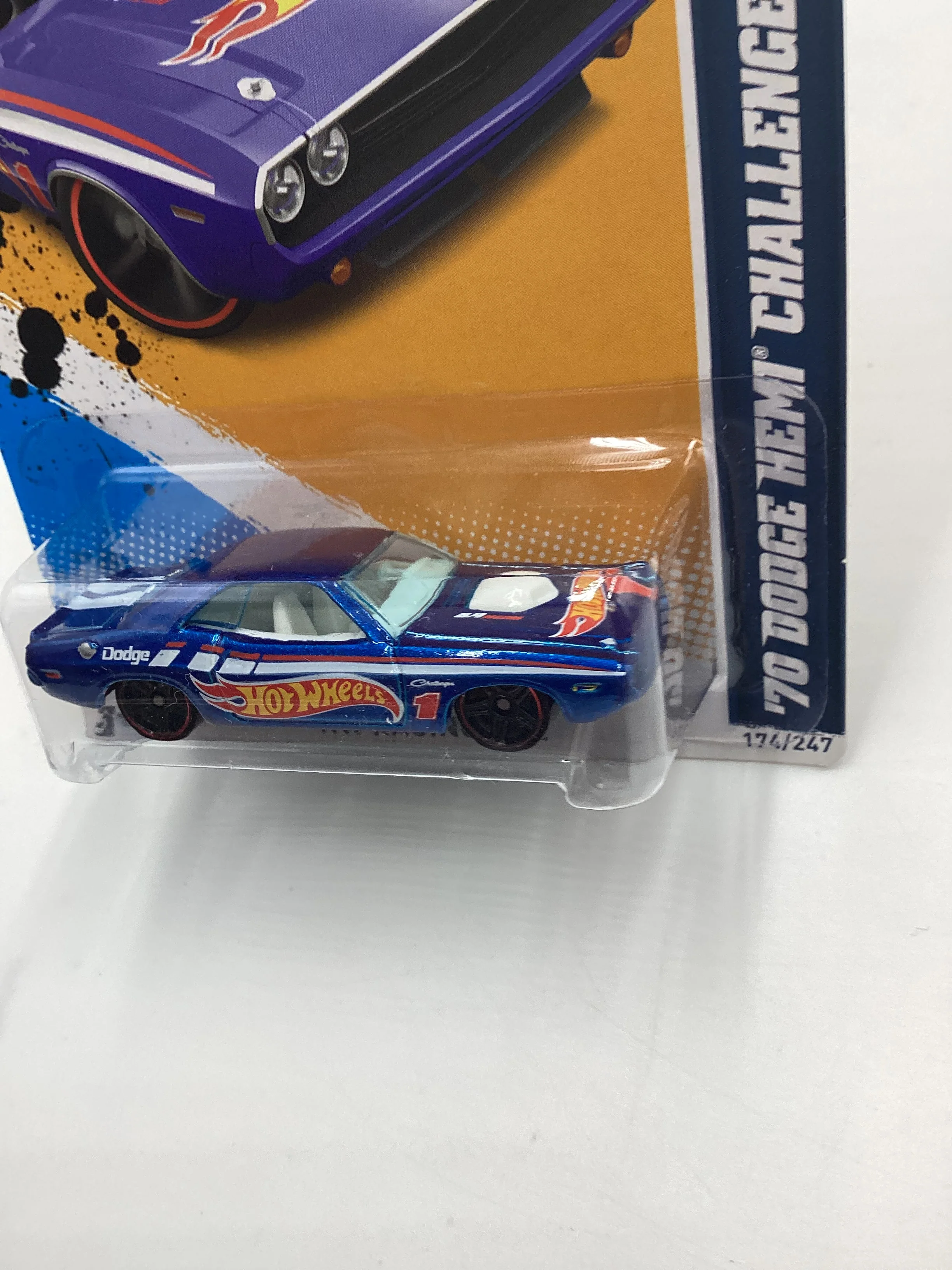 2012 Hot Wheels Racing #174 70 Dodge Hemi Challenger Blue 51G - Image 4