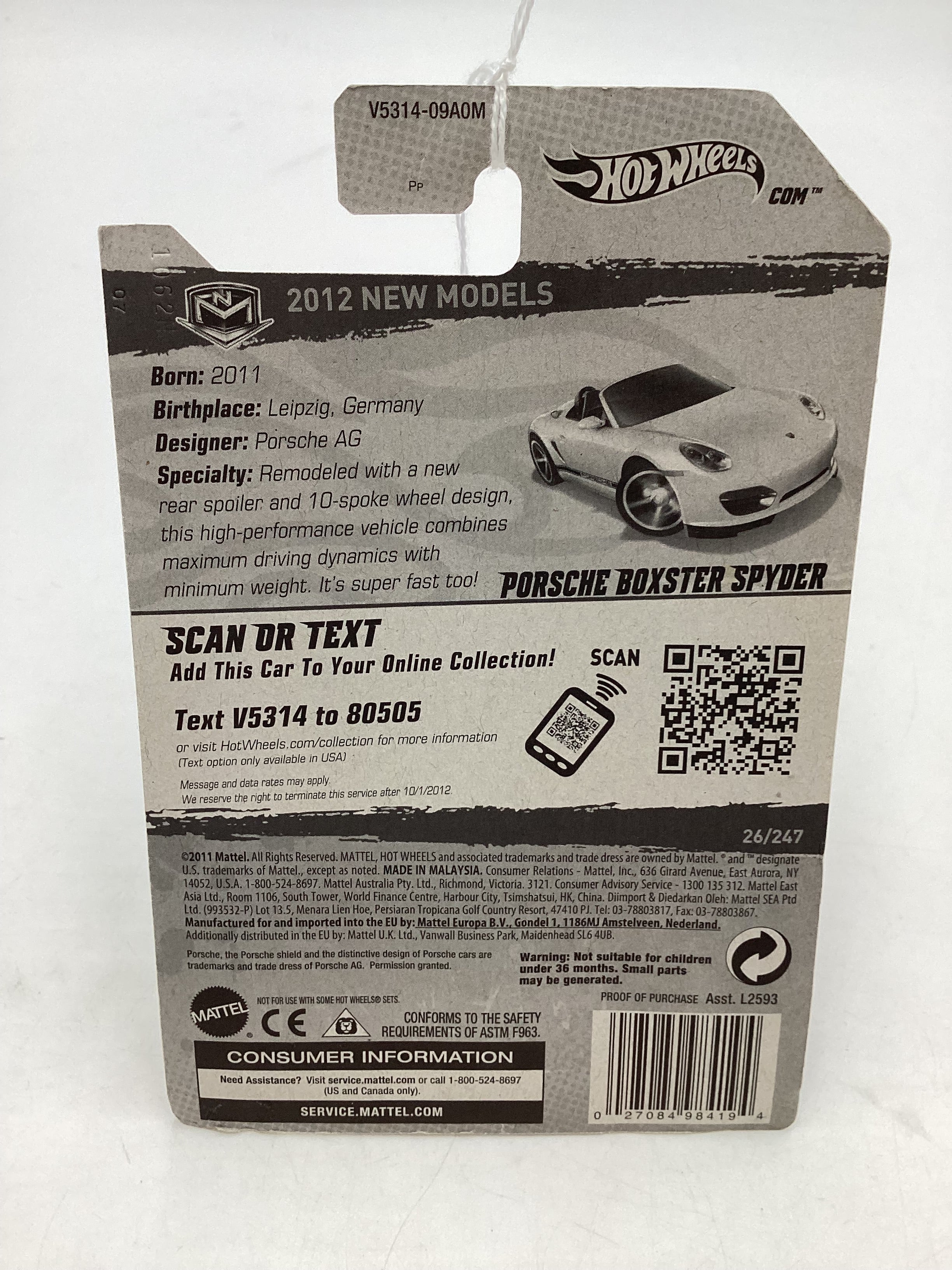 2012 Hot Wheels #26 Pink Windshield Porsche Boxster Spyder - Image 7