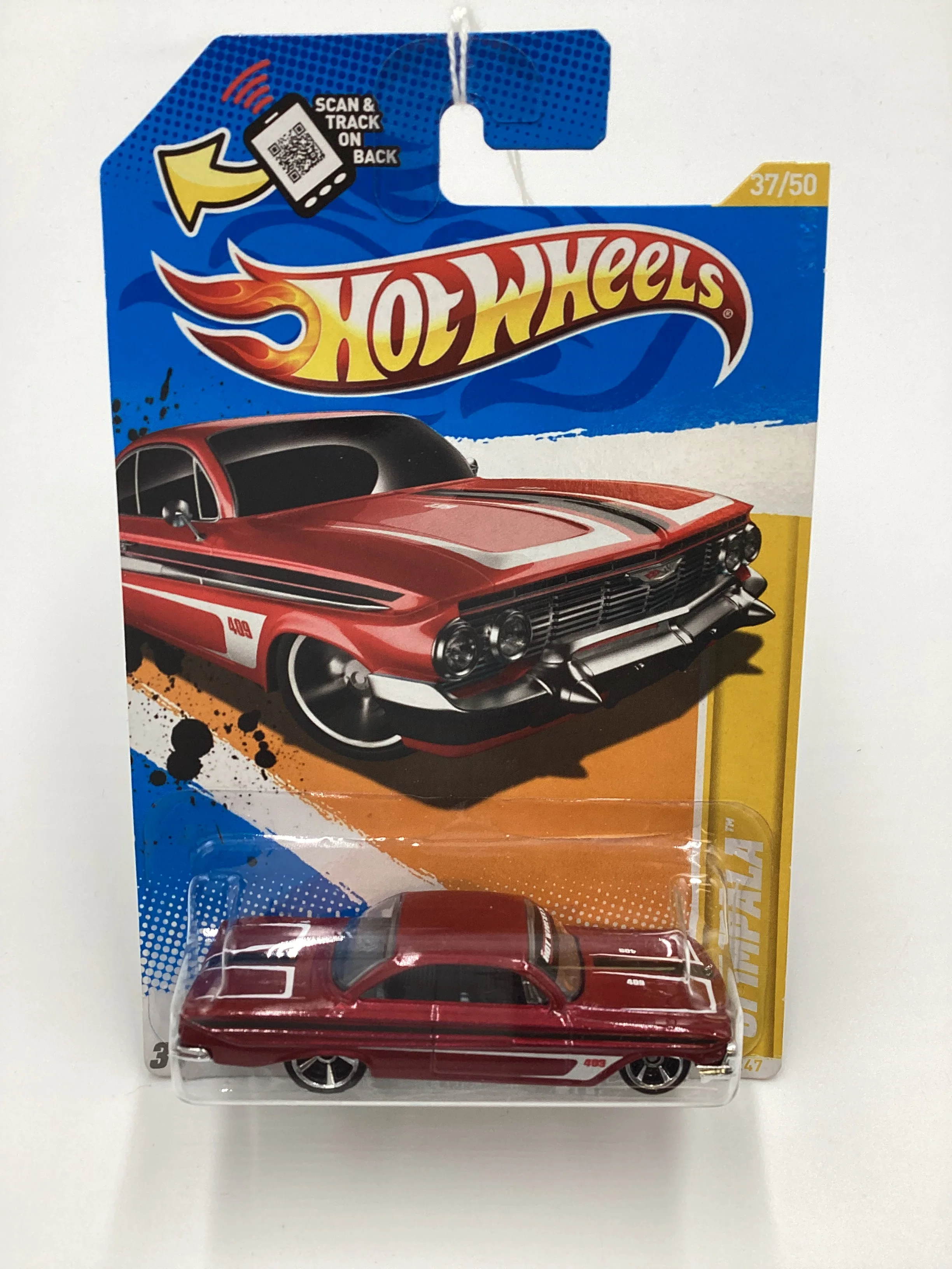 2012 Hot Wheels #37 61 Impala Red Walmart Exclusive Windshield Banner - Image 2