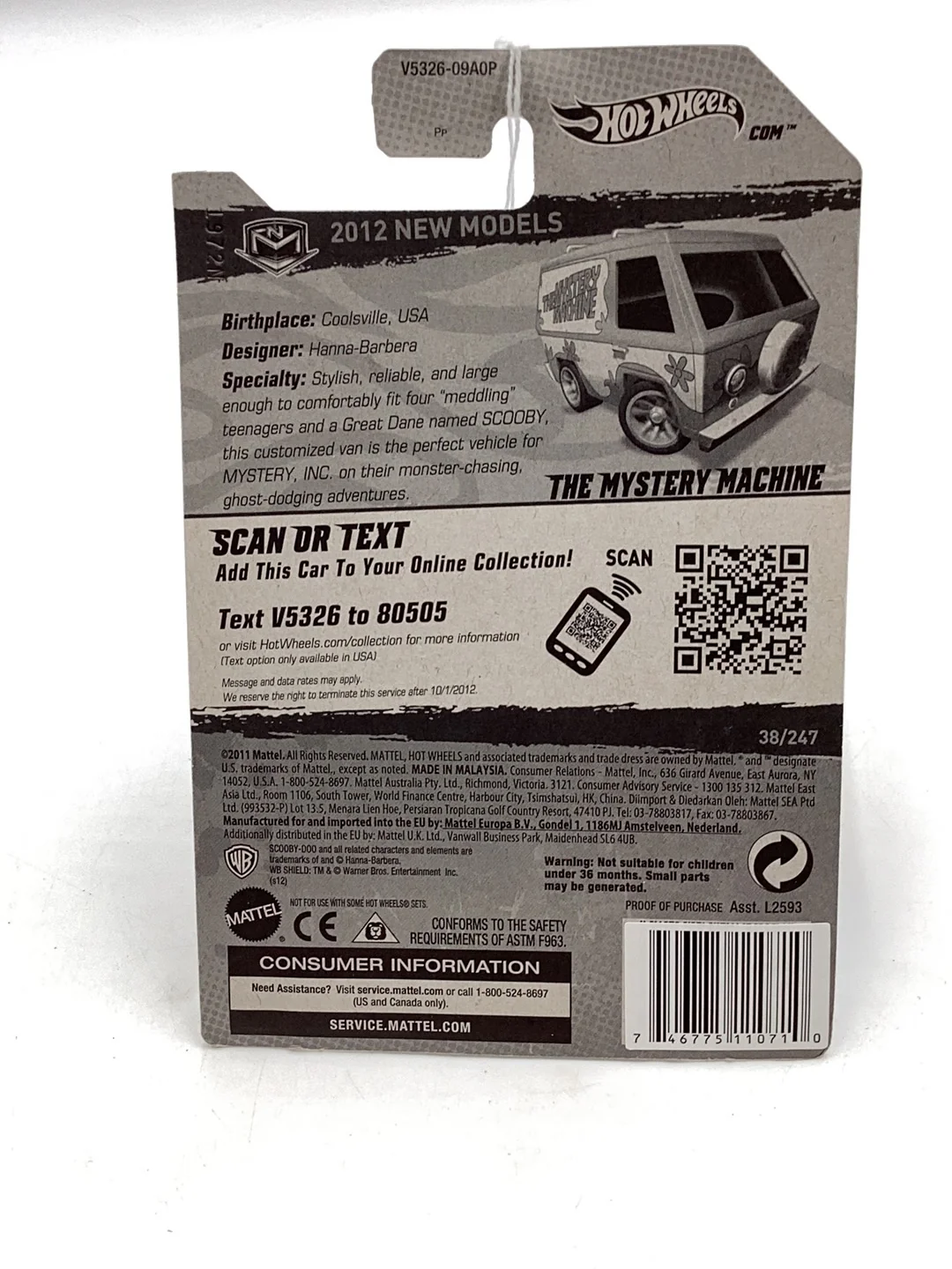 2012 Hot wheels #38 The Mystery Machine 123B - Image 6