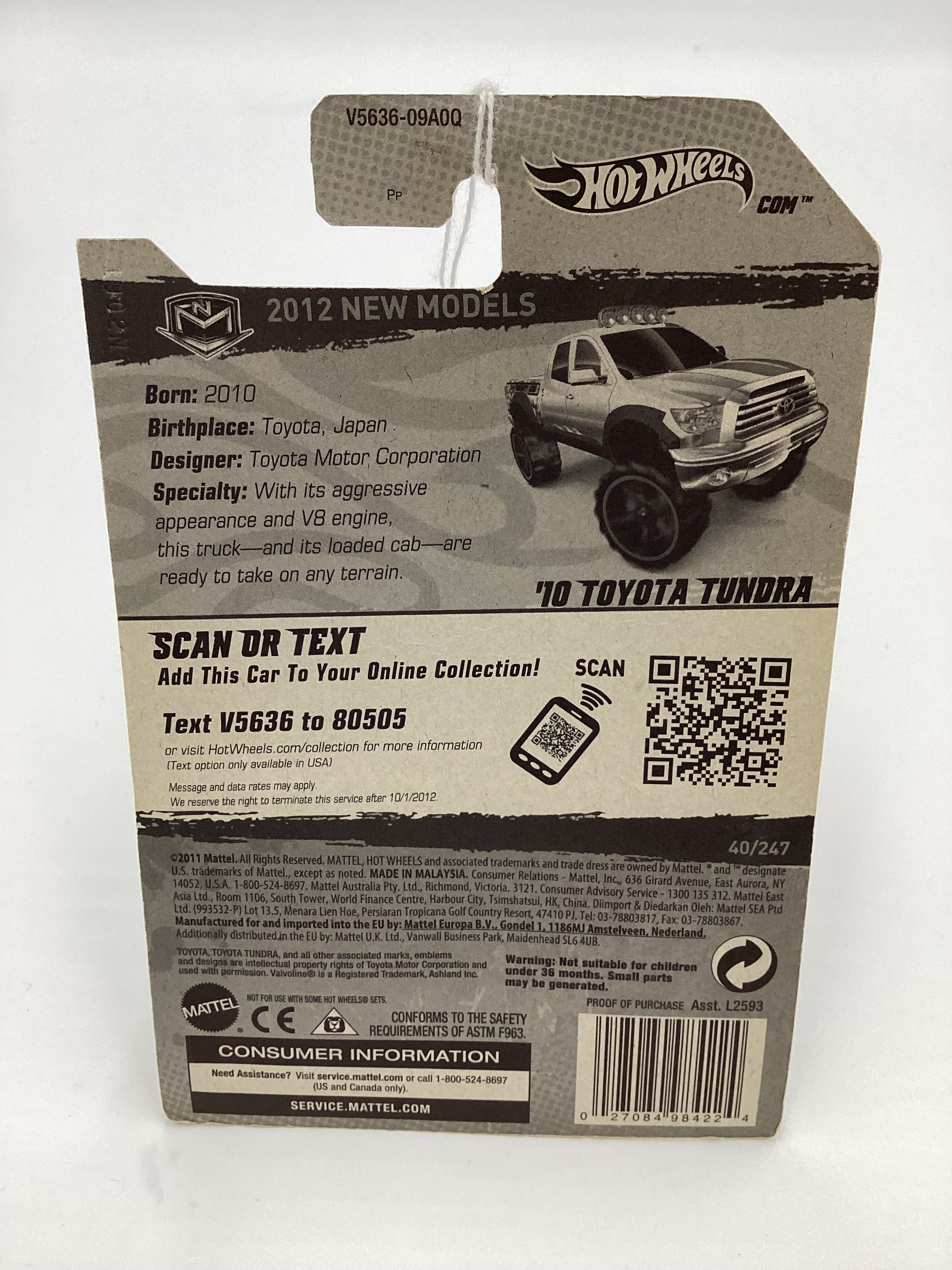 2012 Hot Wheels #40 10 Toyota Tundra Yellow 92D - Image 7