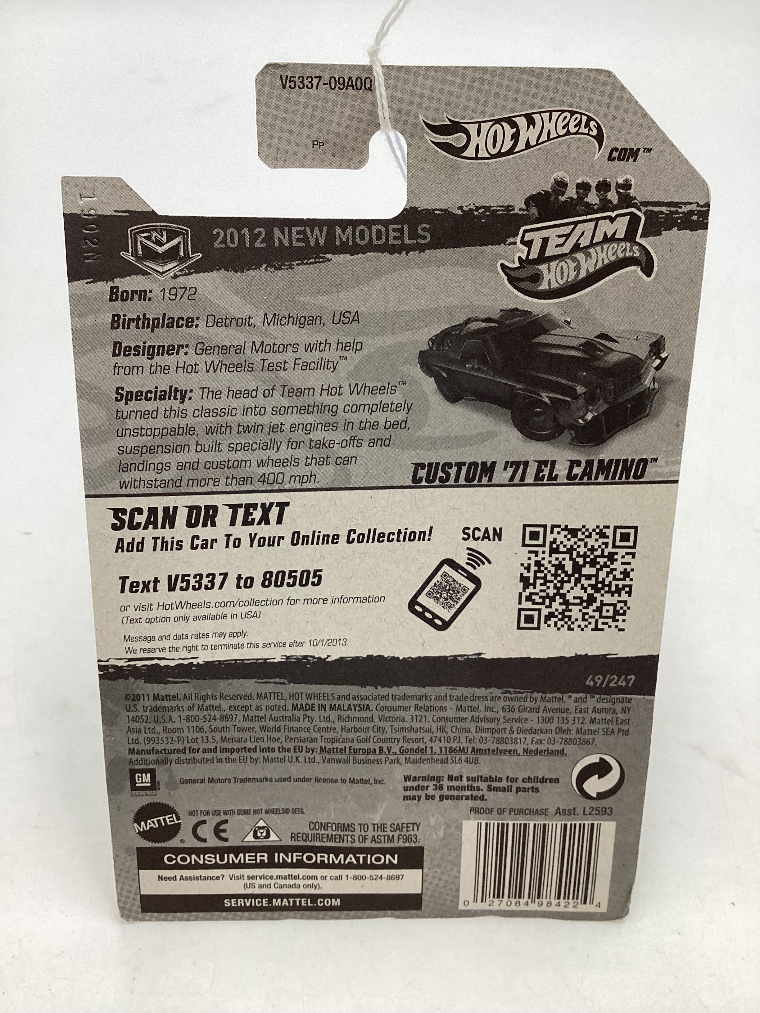 2012 Hot Wheels #49 Custom 71 El Camino 13C - Image 7