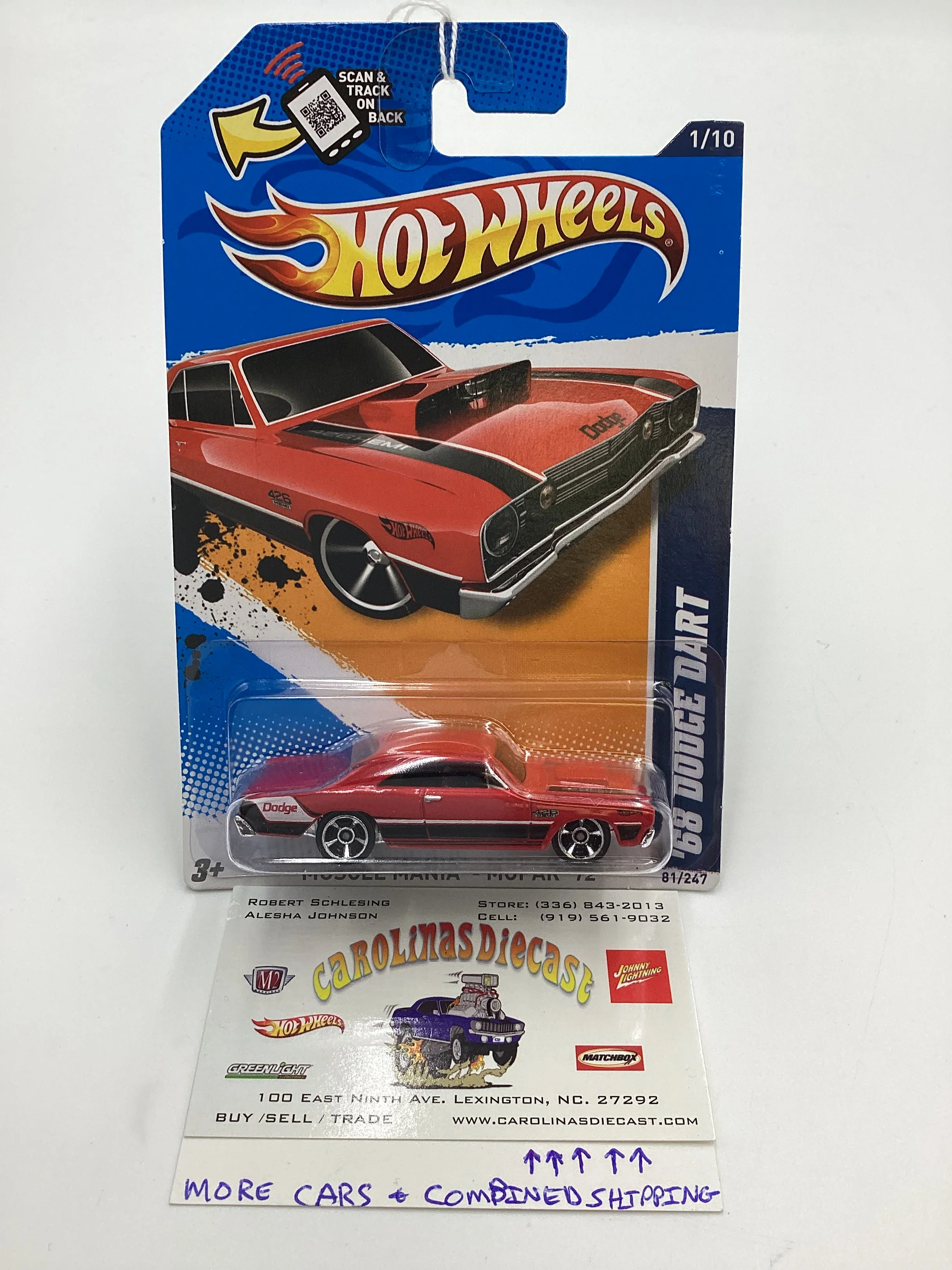 2012 Hot Wheels Muscle Mania Mopar #81 68 Dodge Dart Red 52A
