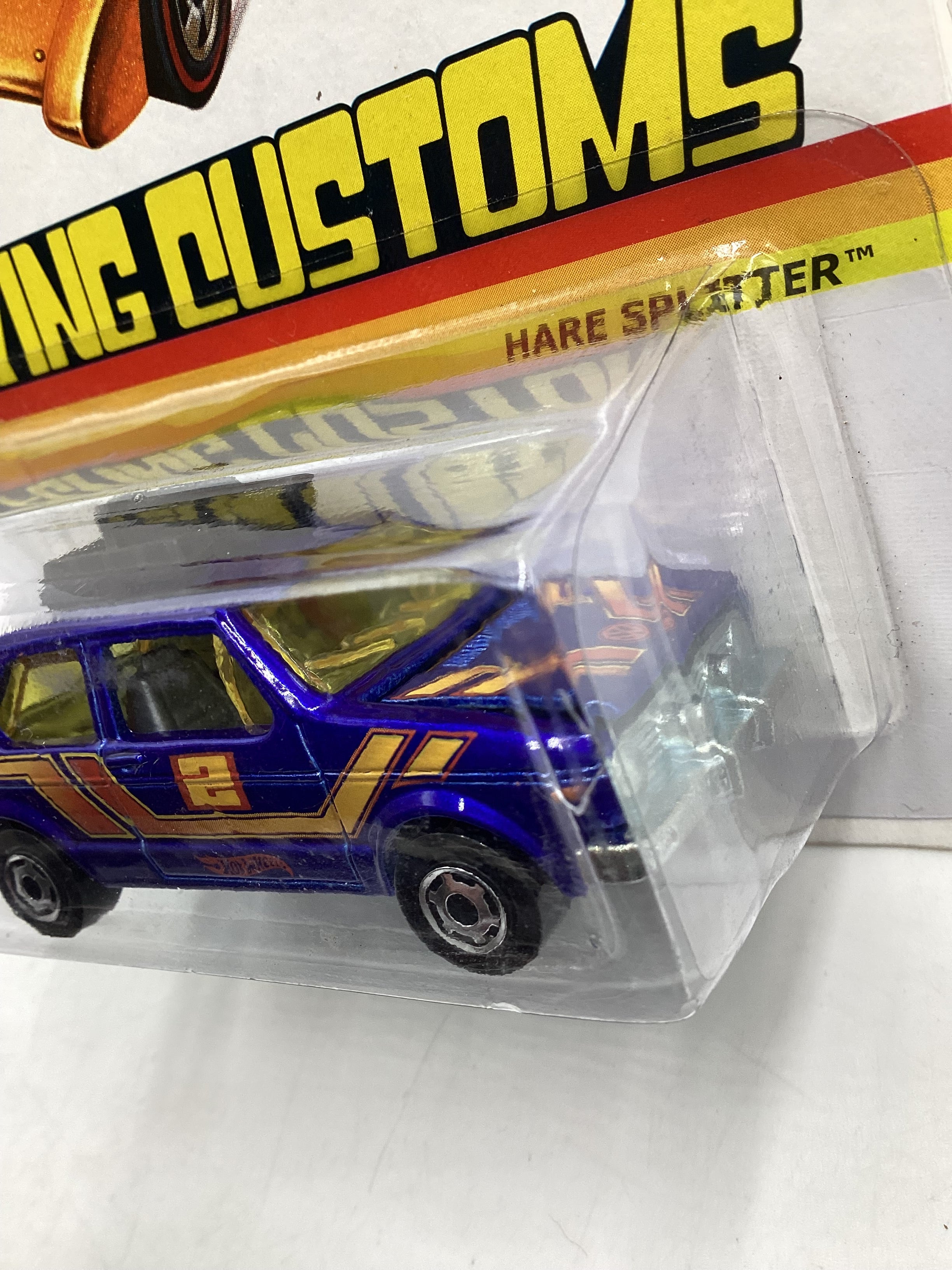 2012 Hot Wheels Flying Customs Hare Splitter Blue Cracked Blister 156A - Image 7