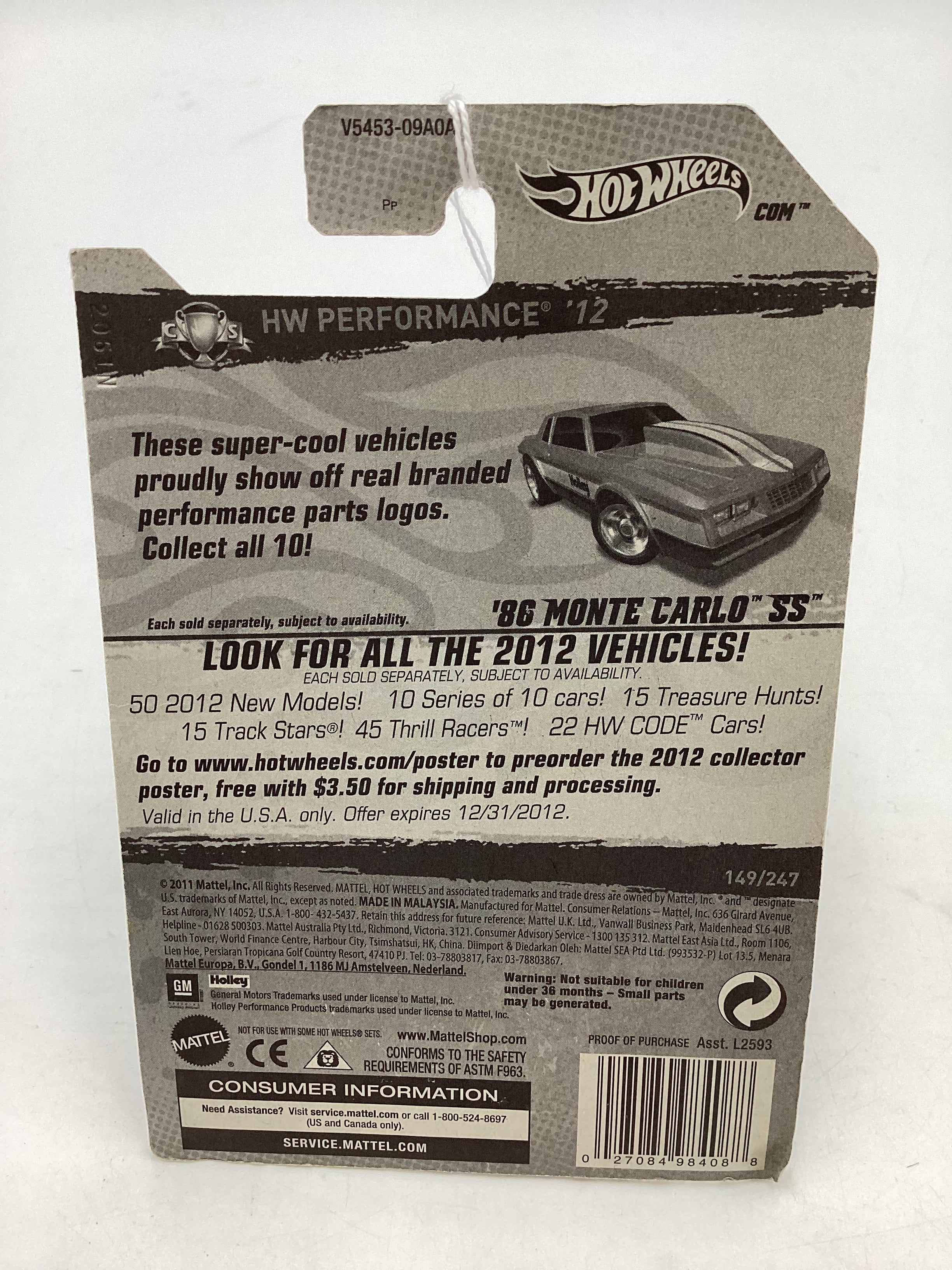 2012 Hot Wheels HW Performance #149 86 Monte Carlo SS Blue - Image 7