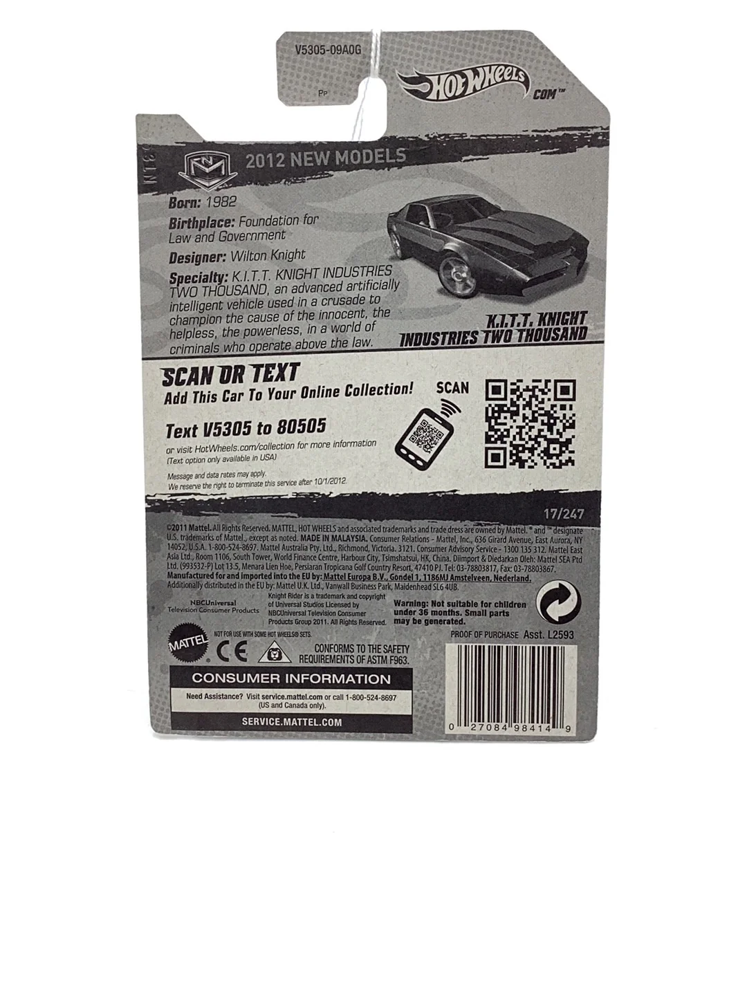 2012 hot wheels K.I.T.T. #17 Knight Industries 121C - Image 6