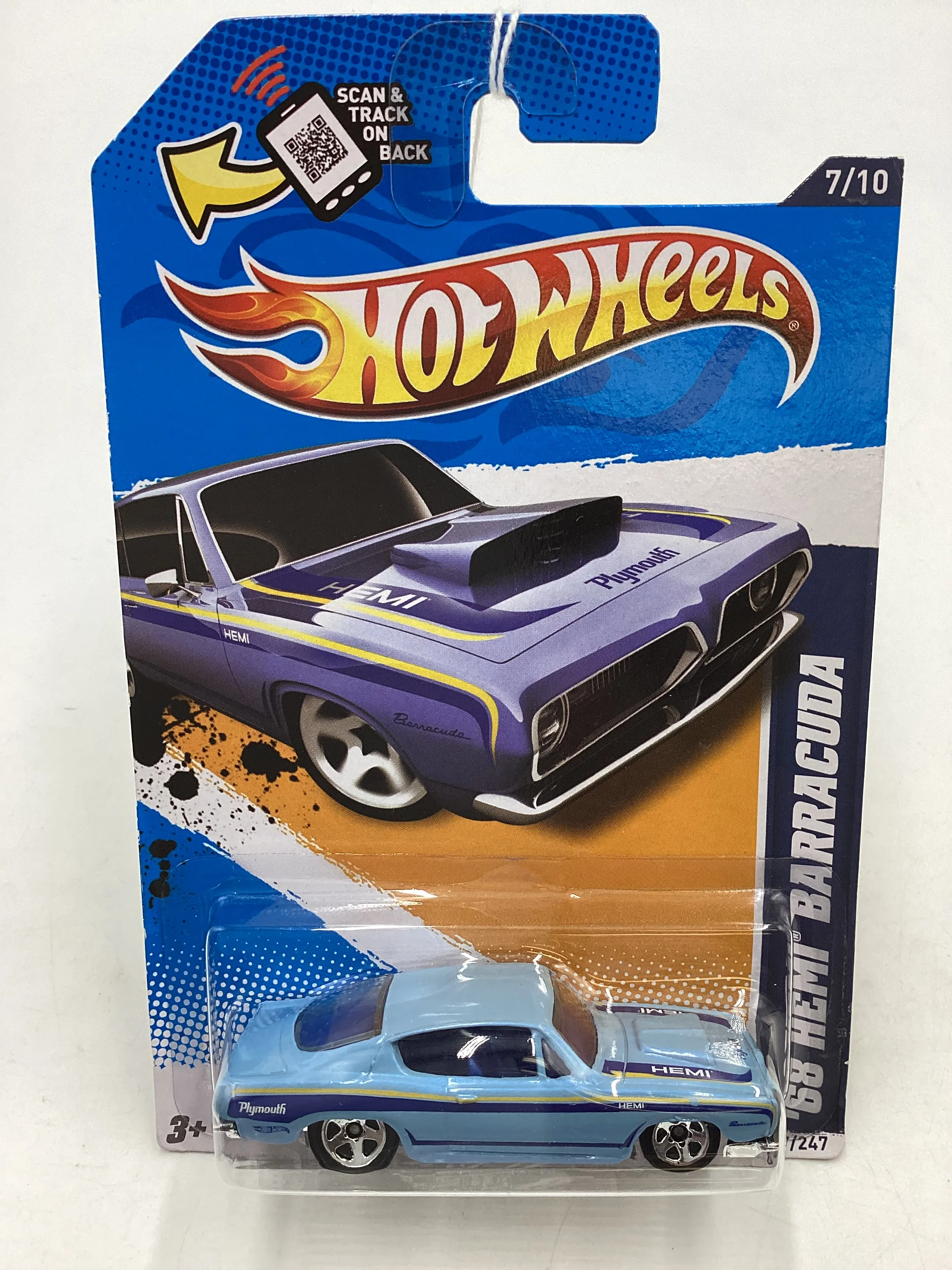 2012 Hot Wheels Muscle Mania #87 68 Hemi Barracuda Light Blue 36i - Image 2