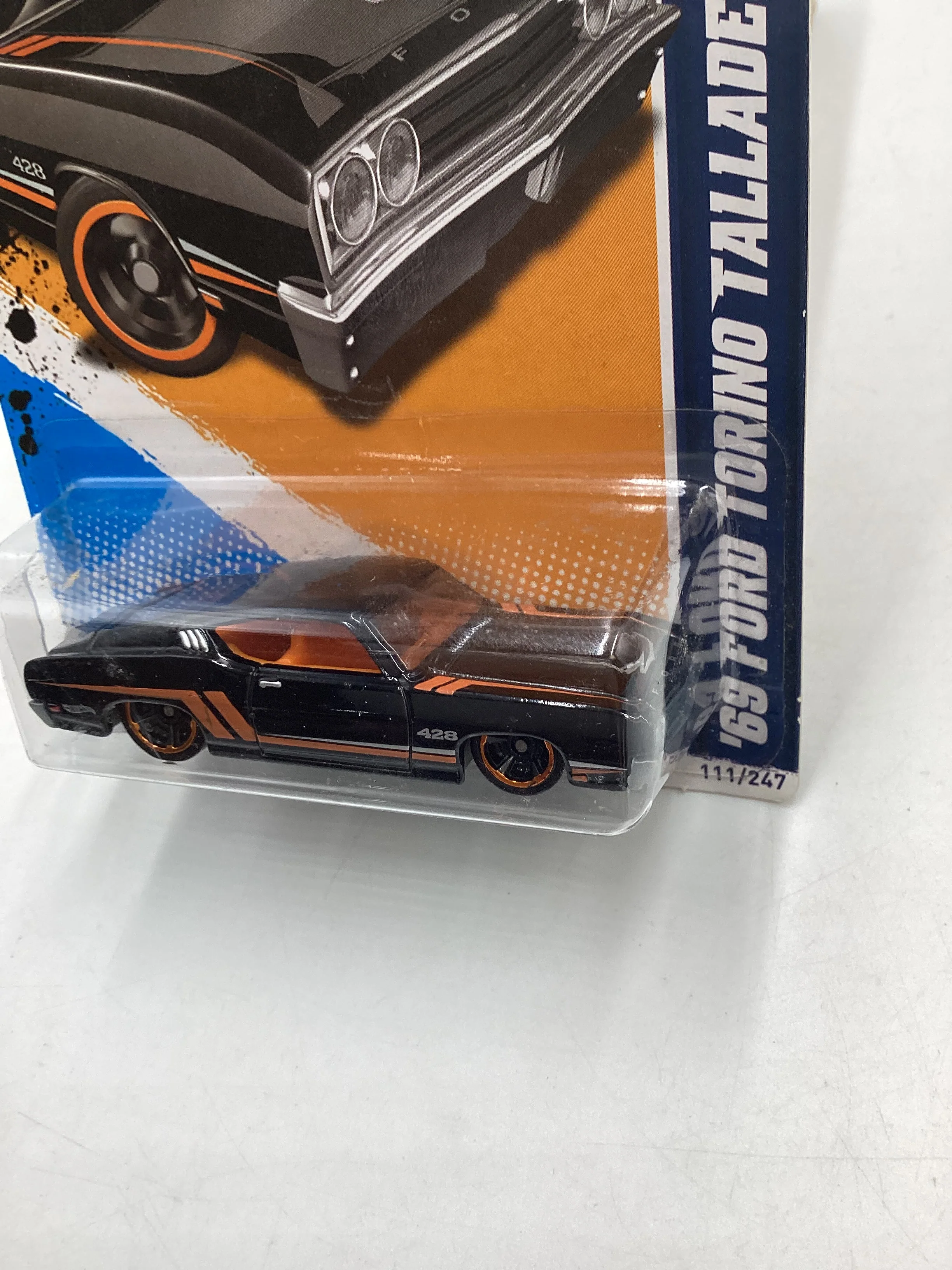 2012 Hot Wheels Muscle Mania Ford #111 69 Ford Torino Talledega Black 34A - Image 4
