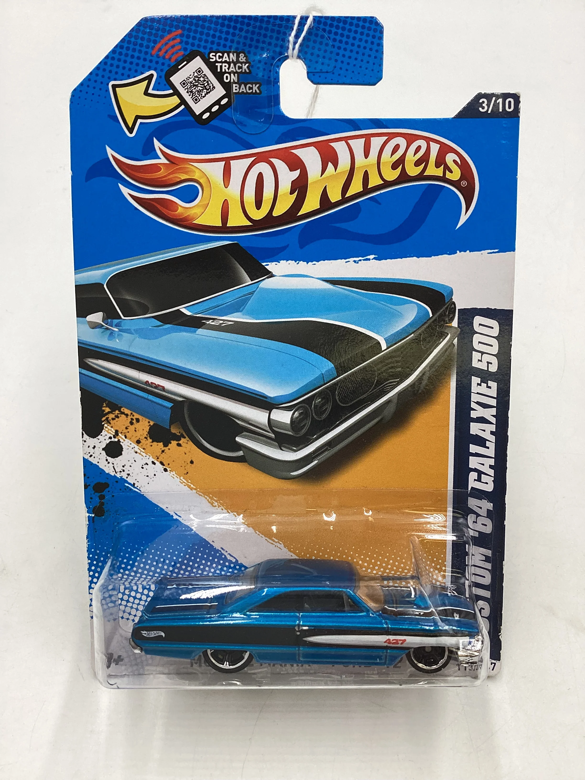 2012 Hot Wheels Muscle Mania Ford #113 Custom 64 Galaxie 500 Blue 24D - Image 2