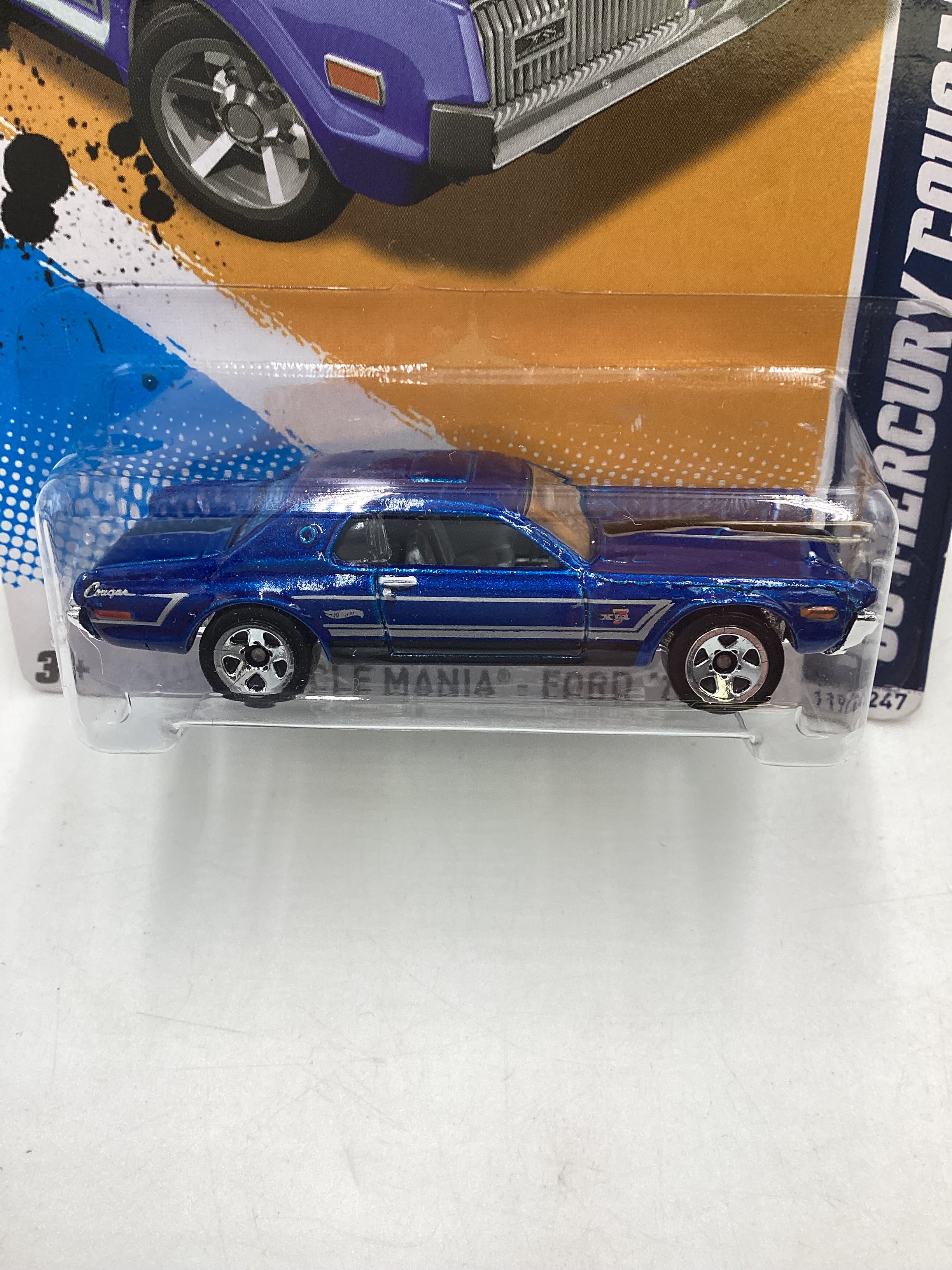 2012 Hot Wheels Muscle Mania Ford #119 68 Mercury Cougar Blue (5SP Wheels) 40D - Image 3