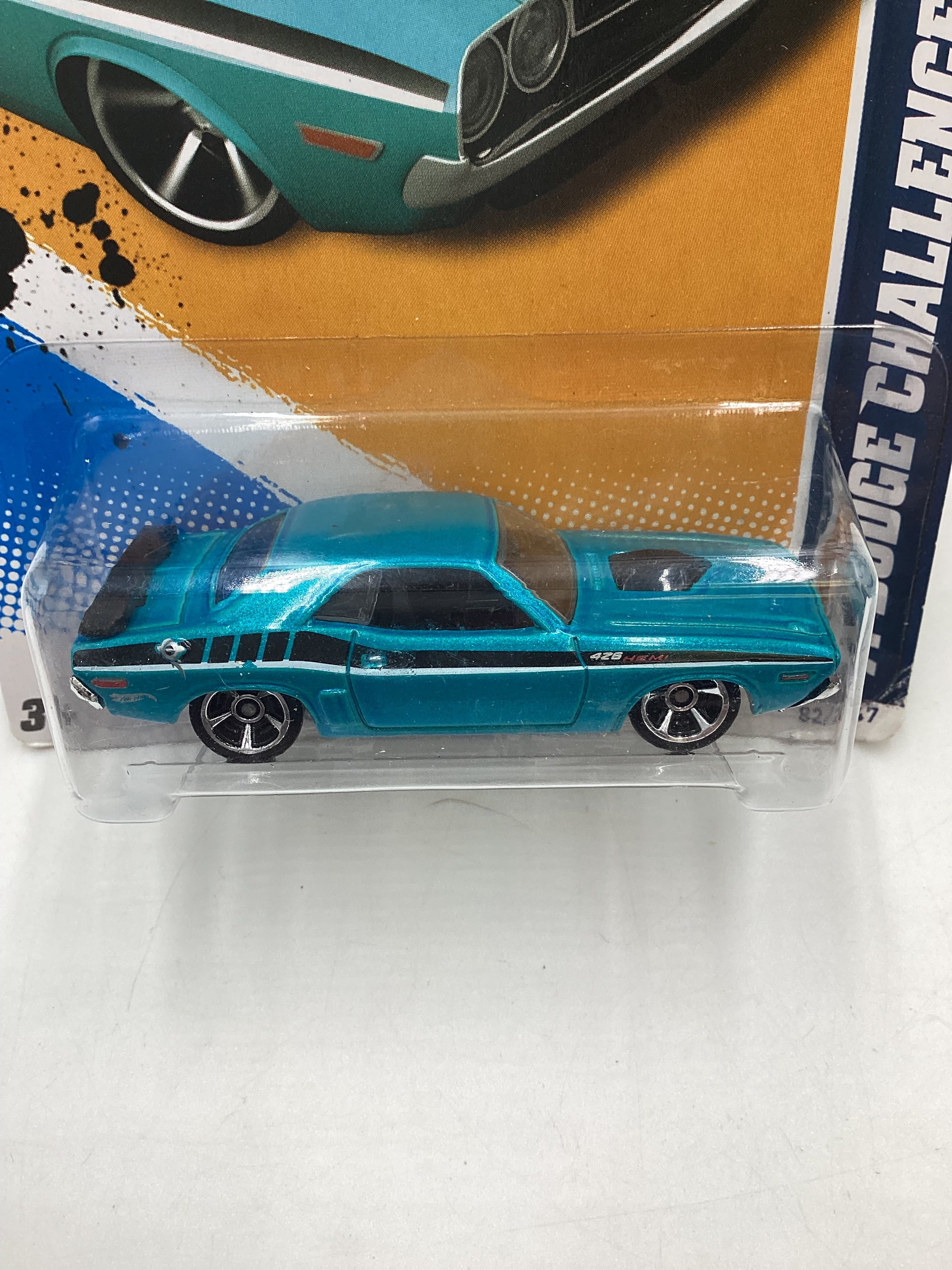2012 Hot wheels Muscle Mania Mopar #82 71 Dodge Challenger Teal card not perfect 46F - Image 3