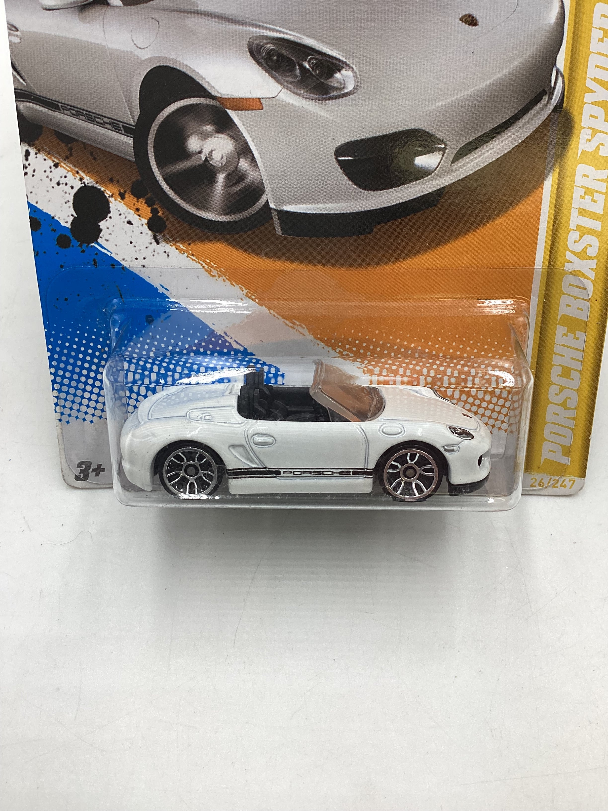 2012 Hot Wheels New Models #26 Porsche Boxster Spyder White “Bad Card” - Image 3