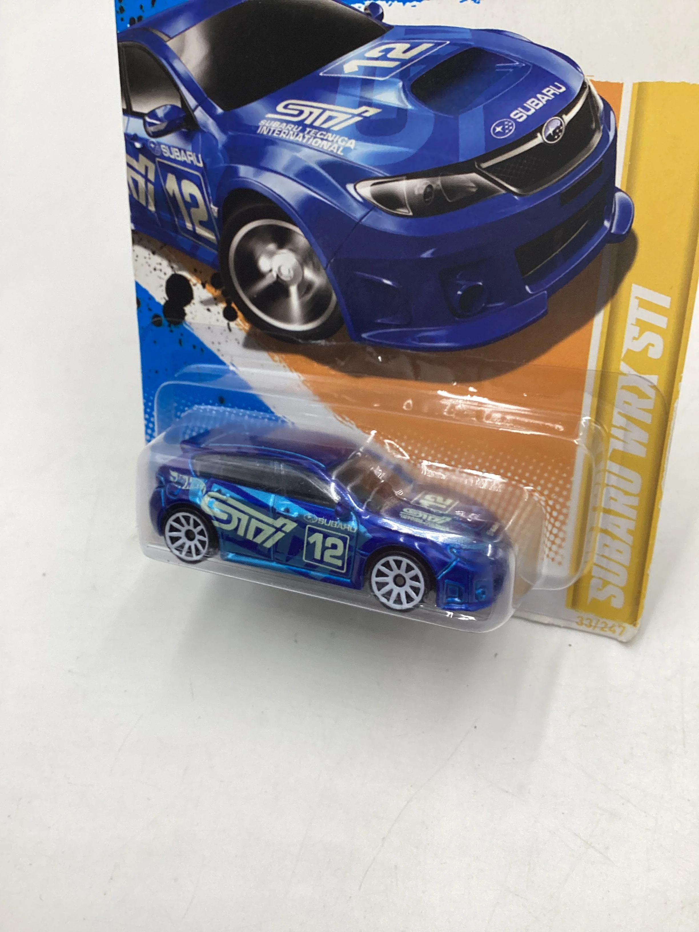 2012 Hot Wheels New Models #33 Subaru WRX STI Blue 89A - Image 4