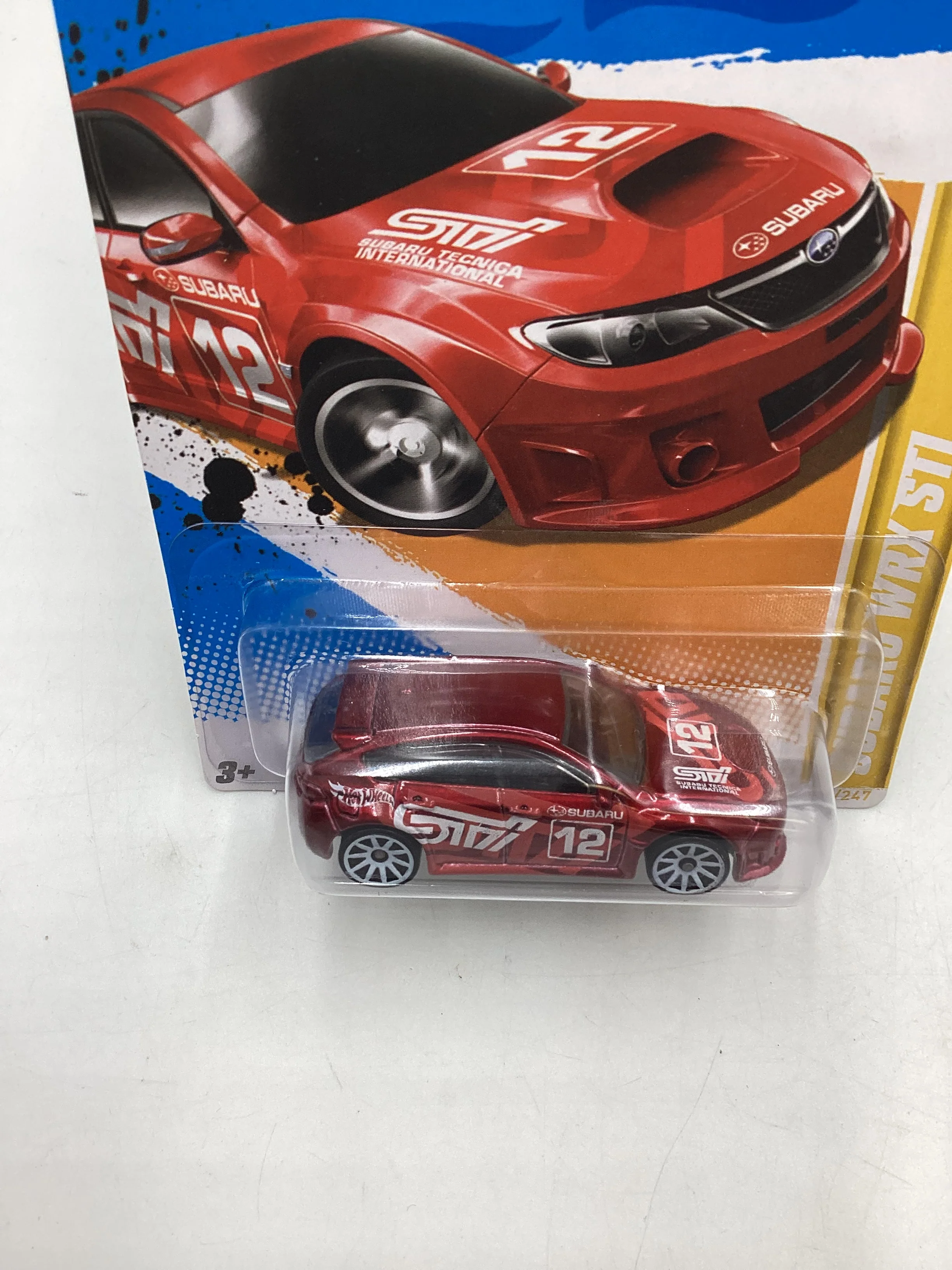 2012 Hot Wheels New Models #33 Subaru WRX STI Red 89B - Image 6