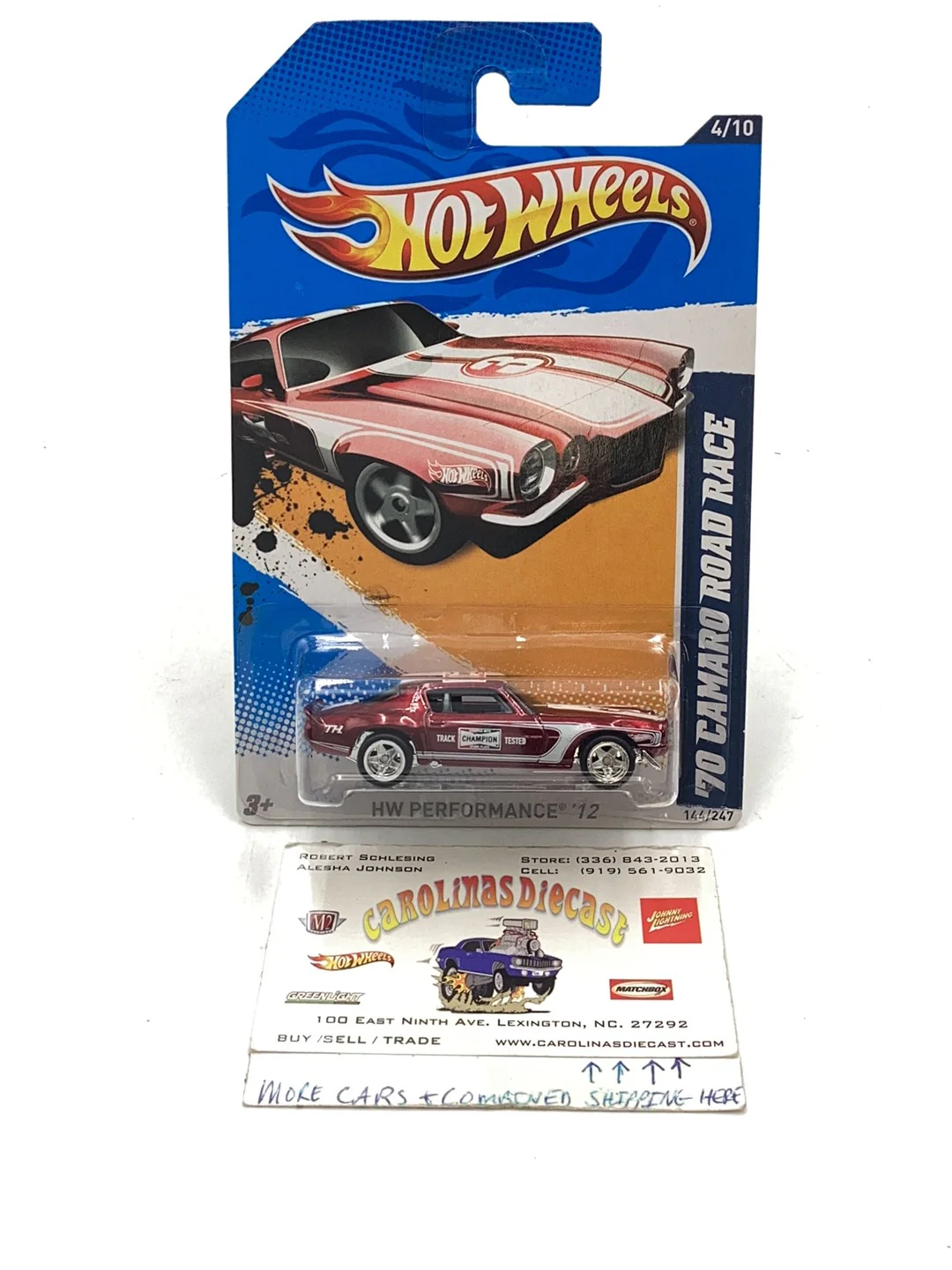 2012 hot wheels super treasure hunt #144 70 Camaro Road race W/Protector