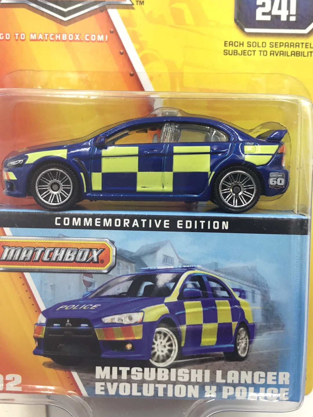 2012 matchbox 60th anniversary 2/24 Mitsubishi Lancer Evolution X Police S6 - Image 2