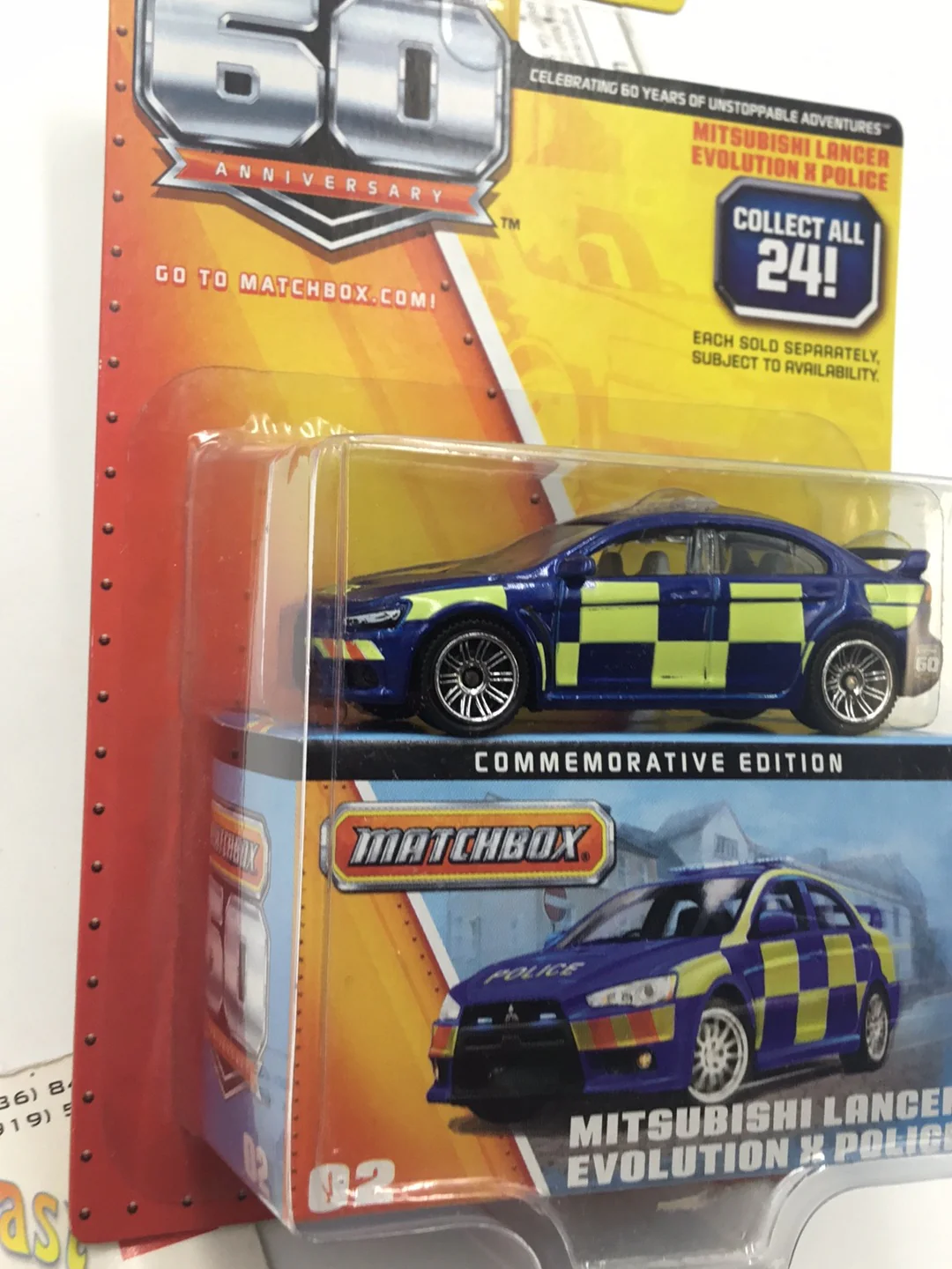 2012 matchbox 60th anniversary 2/24 Mitsubishi Lancer Evolution X Police S6 - Image 3