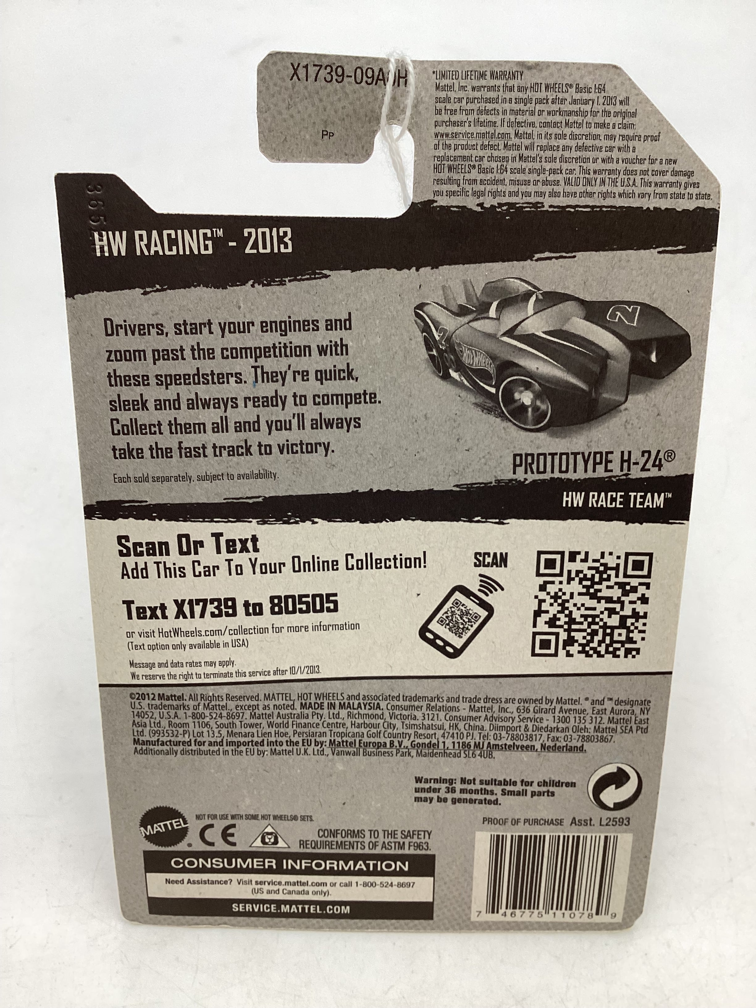 2013 Hot Wheels #101 Treasure Hunt Prototype H-24 Blue 274B - Image 7