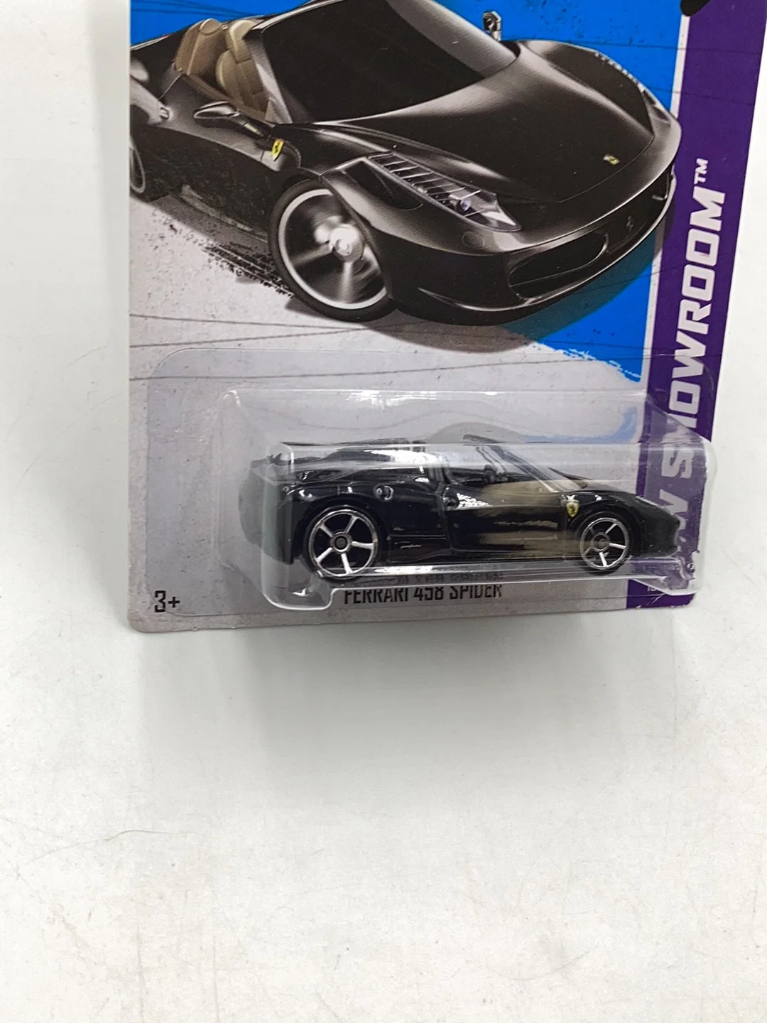 2013 hot wheels #151 Ferrari 458 Spider VHTF black interior with protector - Image 3