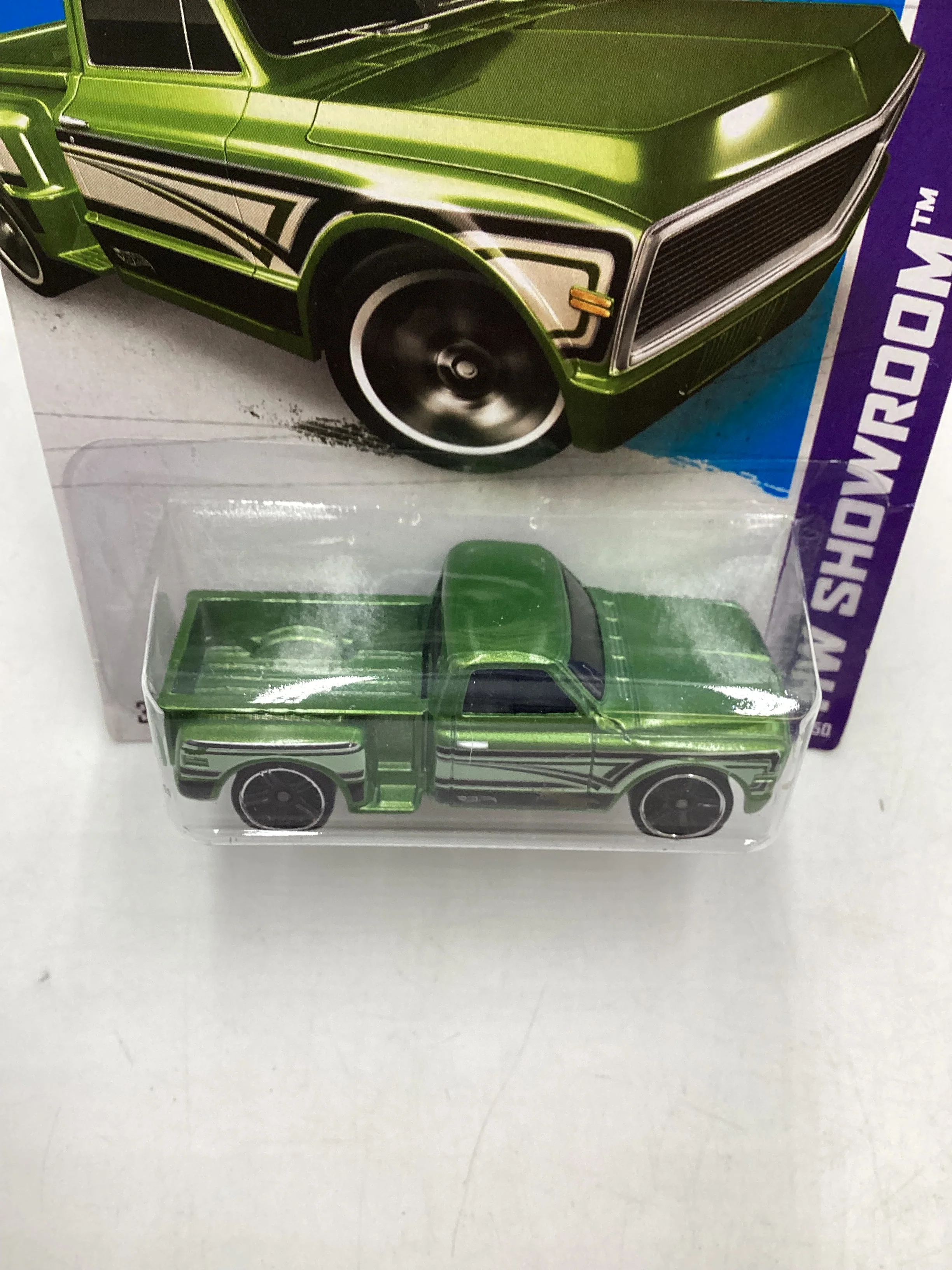 2013 Hot Wheels #161 Custom 69 Chevy Pickup Green 9B - Image 6