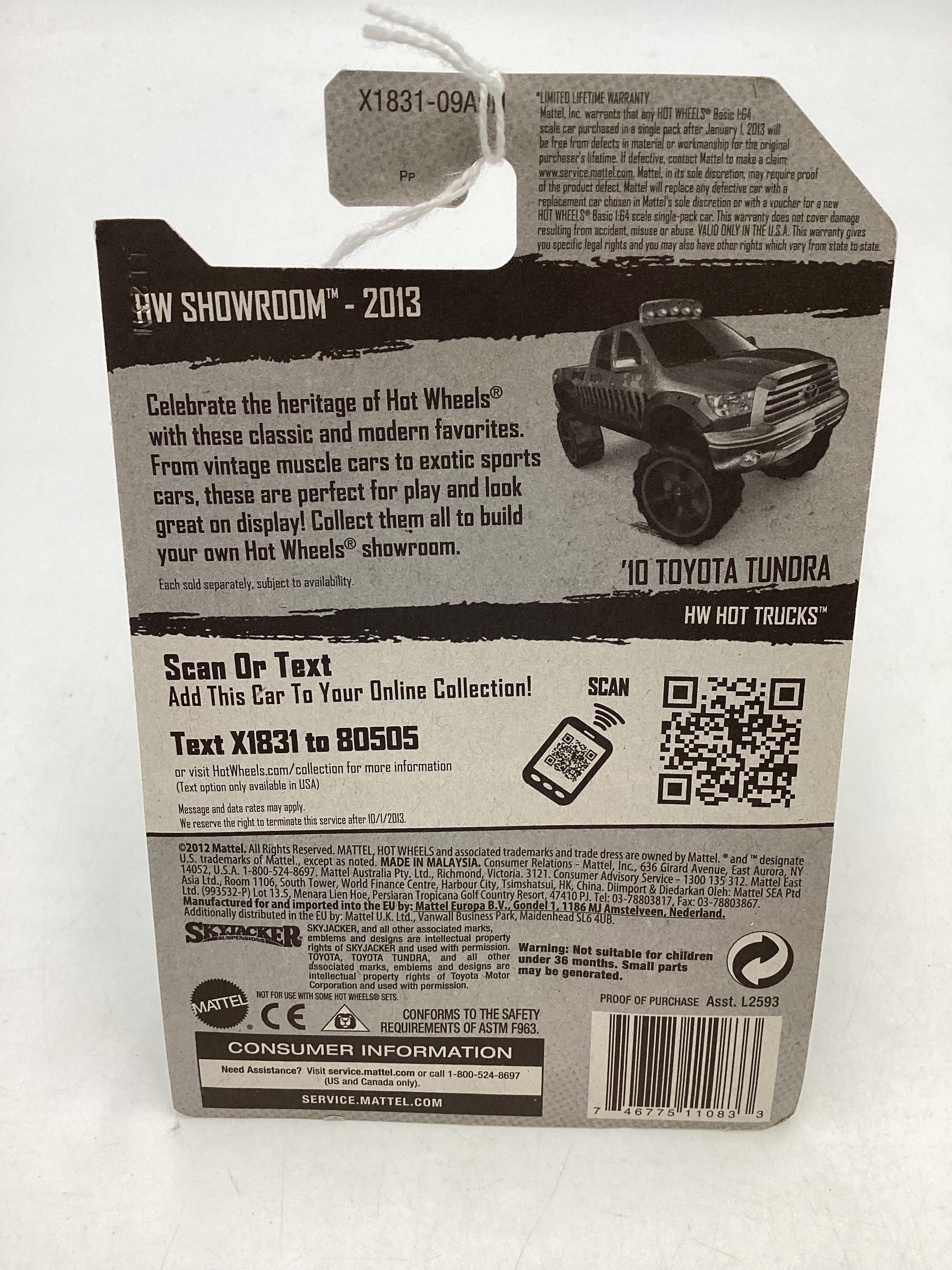 2013 Hot Wheels #167 10 Toyota Tundra Red 93B - Image 7