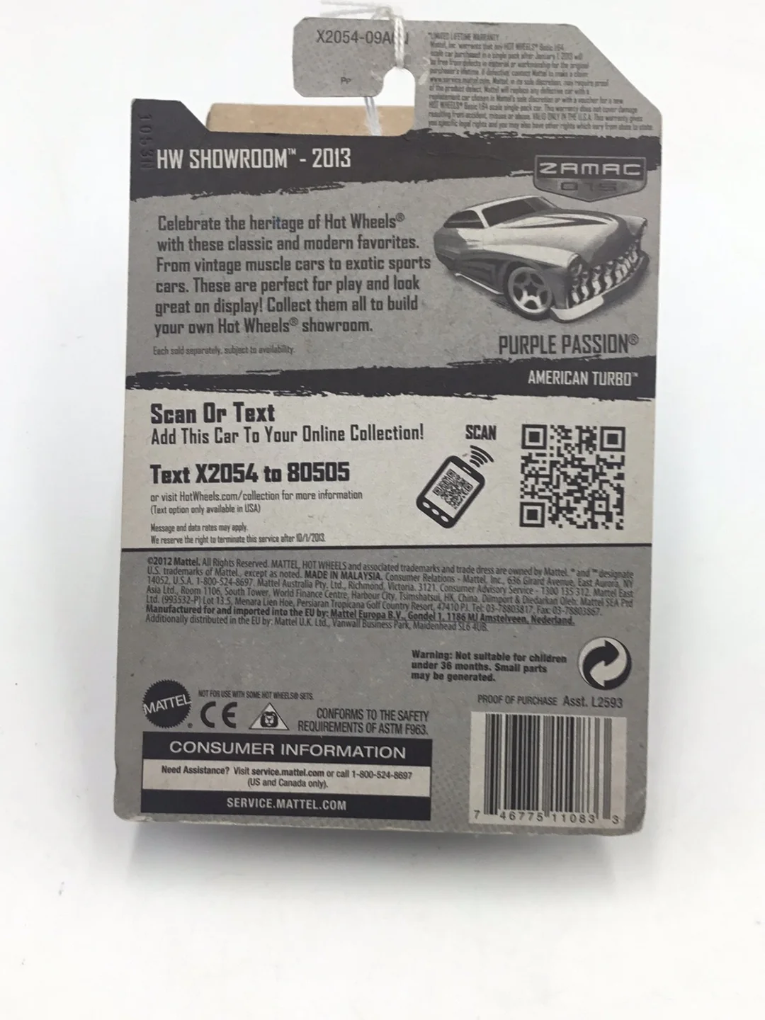 2013 hot wheels #183 Purple Passion Zamac #15 148D - Image 6