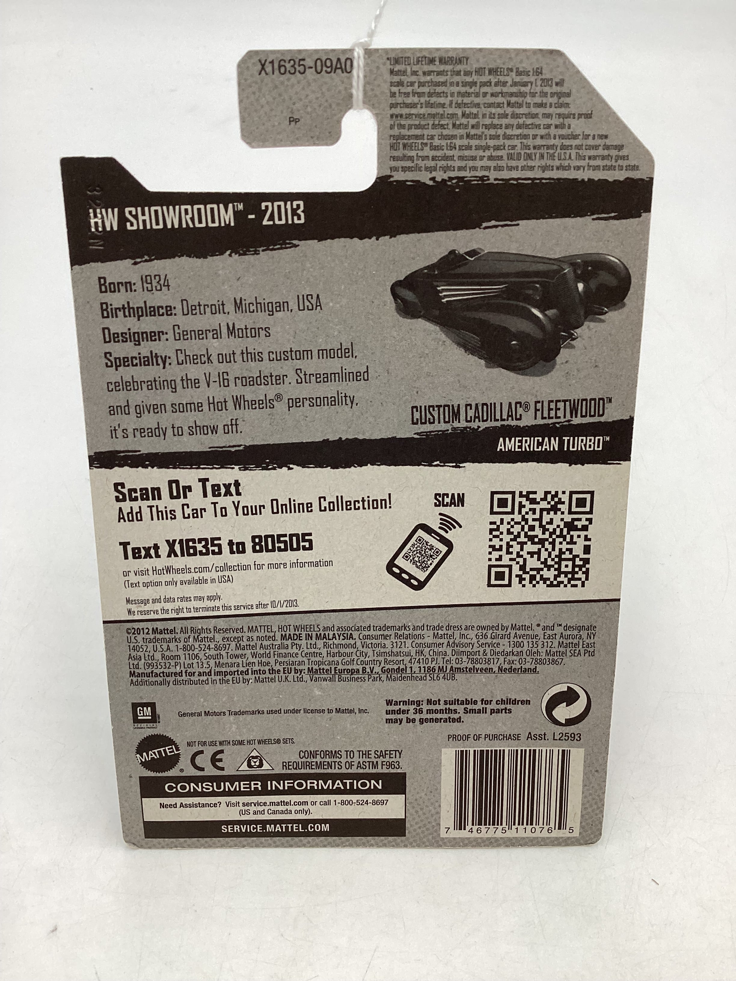 2013 Hot Wheels #185 Custom Cadillac Fleetwood Black 66H - Image 7