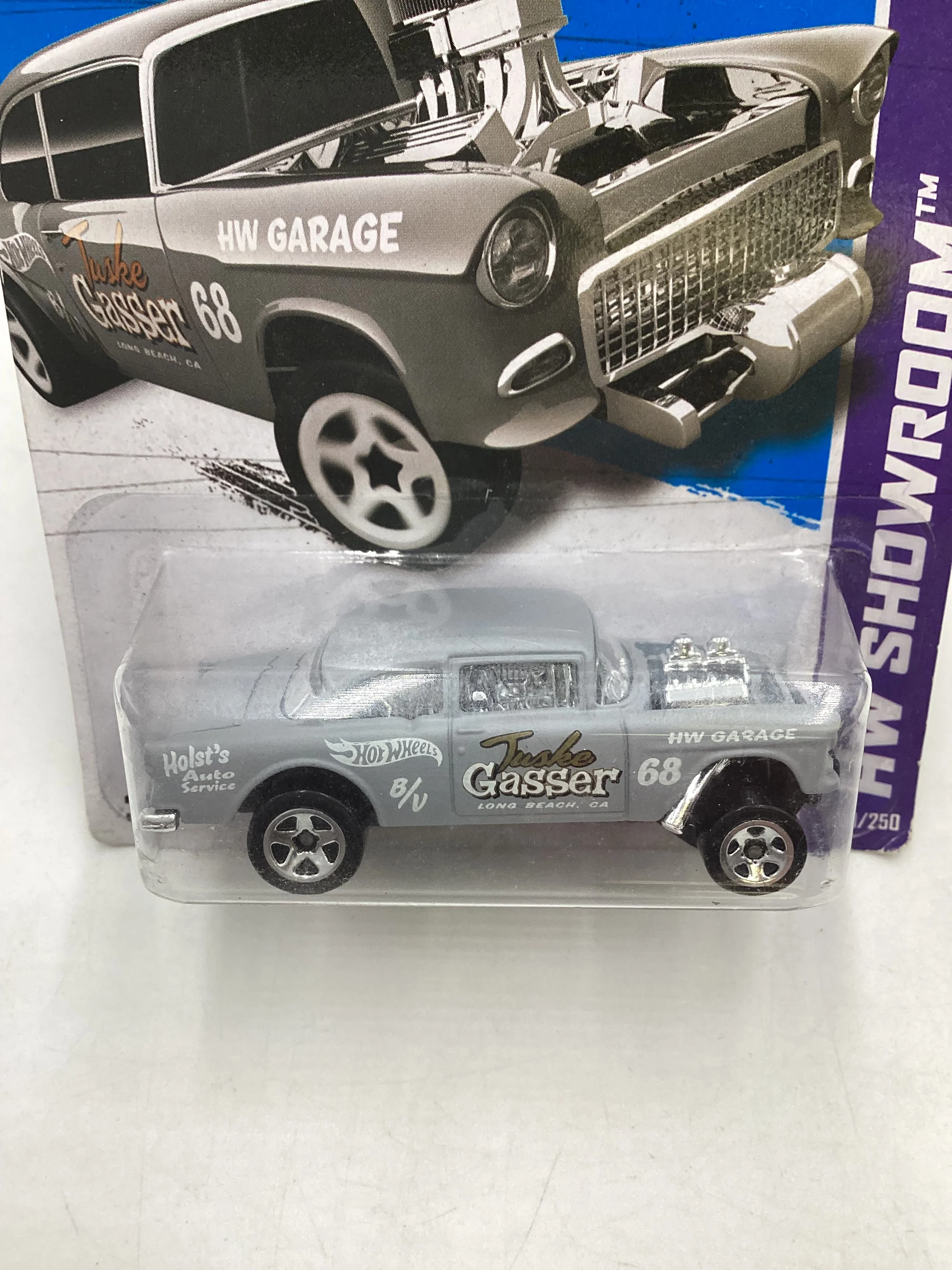 2013 Hot Wheels #190 55 Chevy Bel Air Gasser Primer Gray *Vein* - Image 3