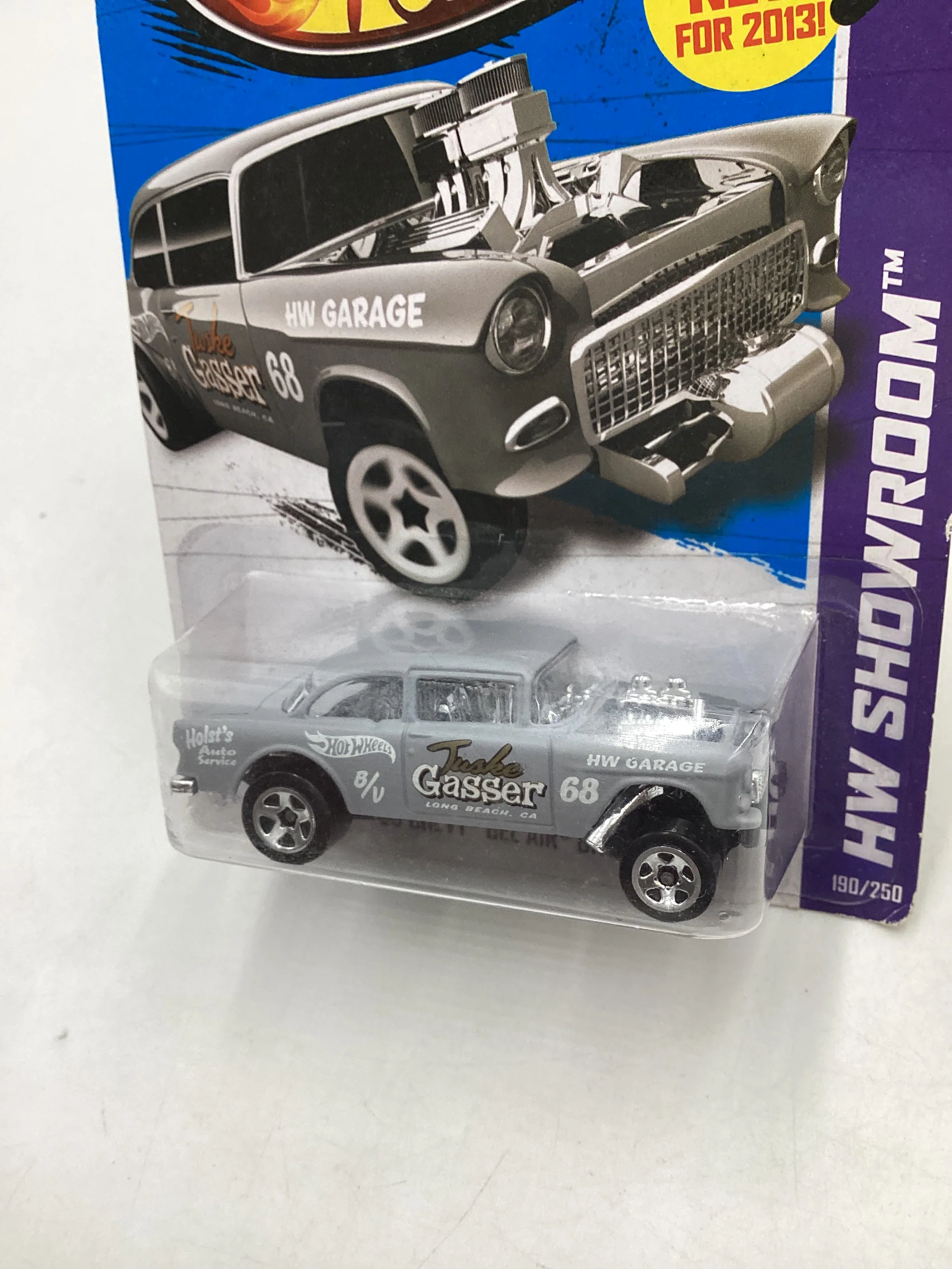 2013 Hot Wheels #190 55 Chevy Bel Air Gasser Primer Gray *Vein* - Image 4
