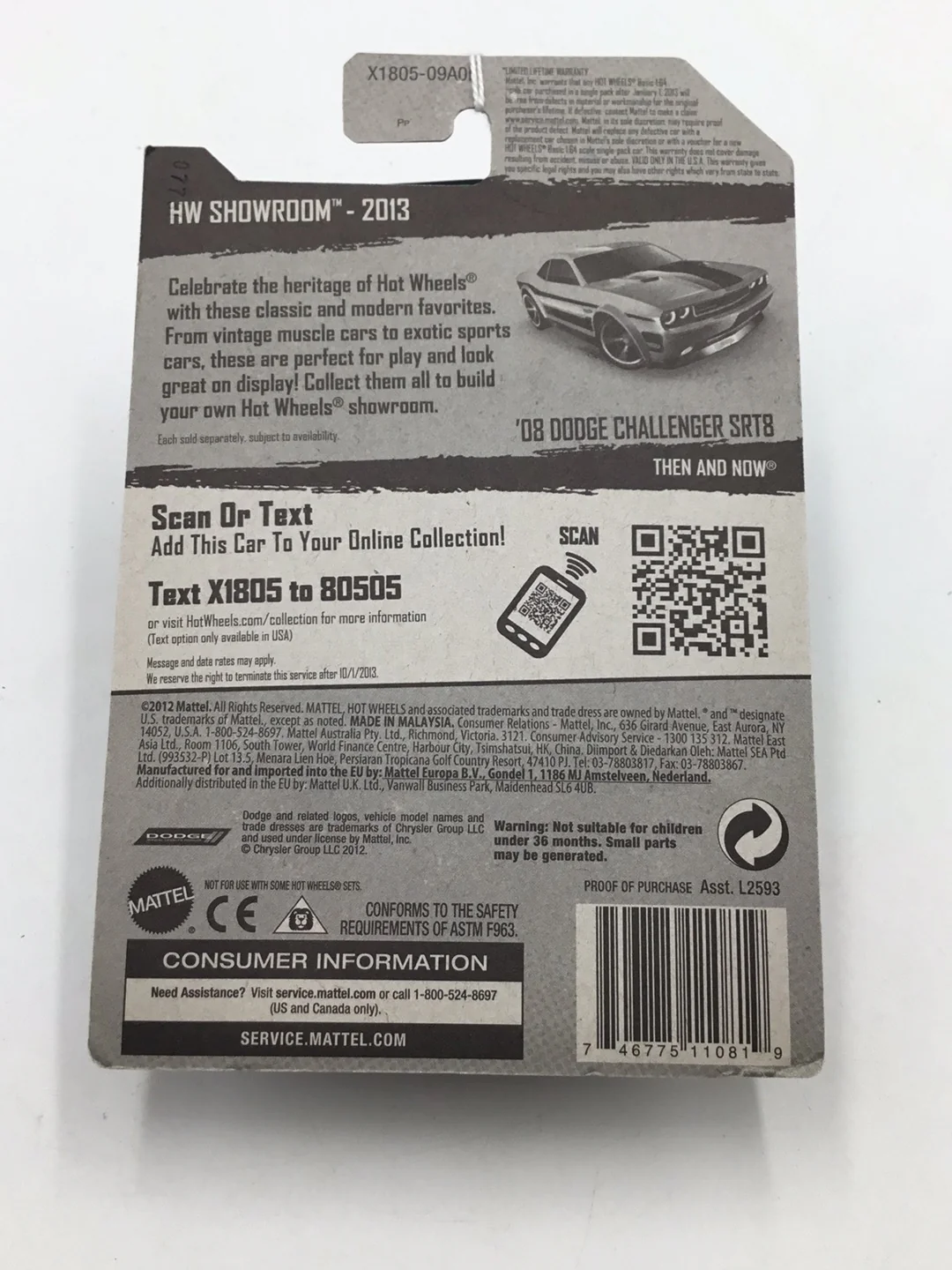 2013 Hot wheels #227 2008 Dodge Challenger SRT8 S1 - Image 6