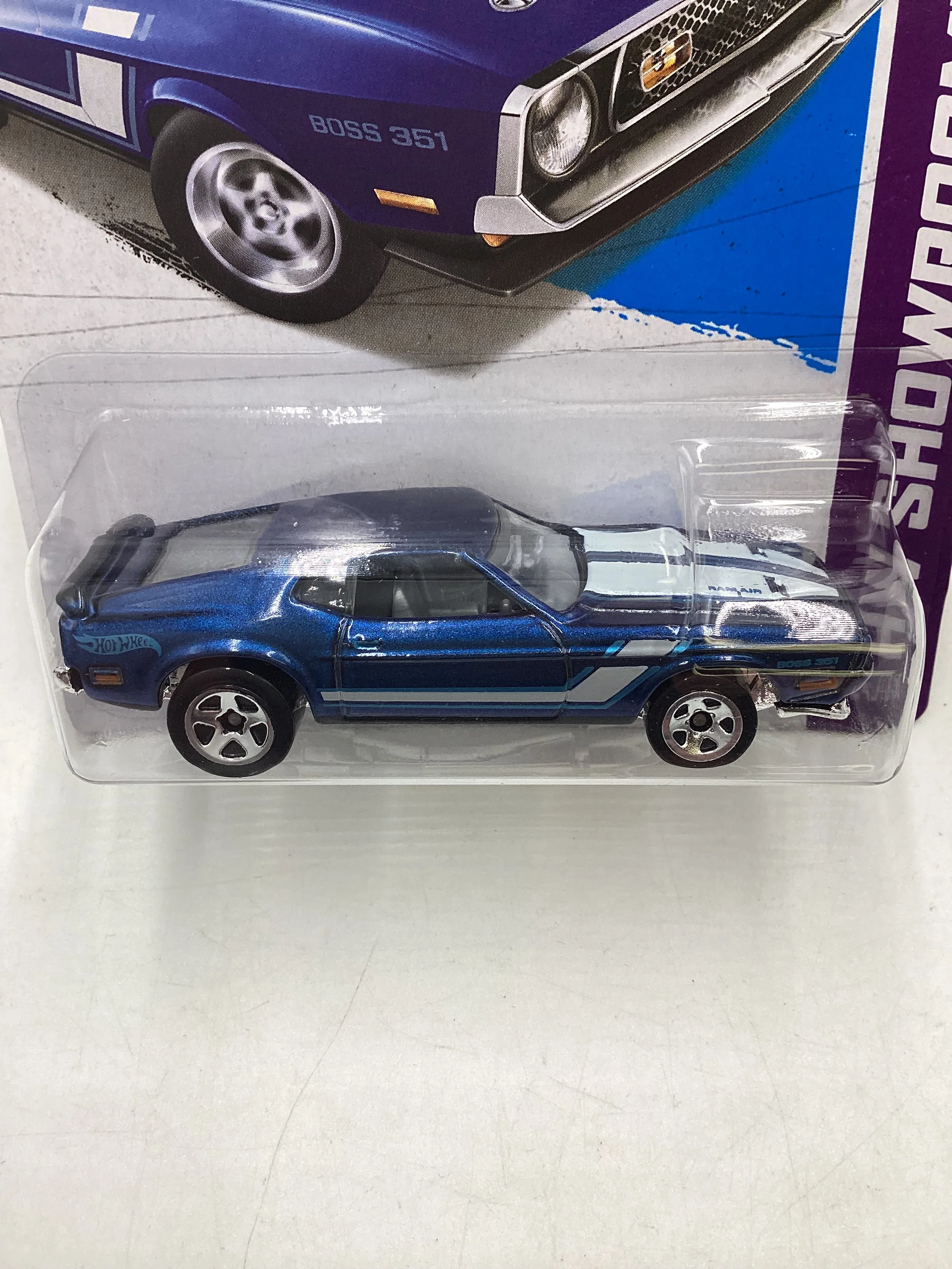 2013 Hot Wheels #224 71 Mustang Boss 351 Blue 30i - Image 3