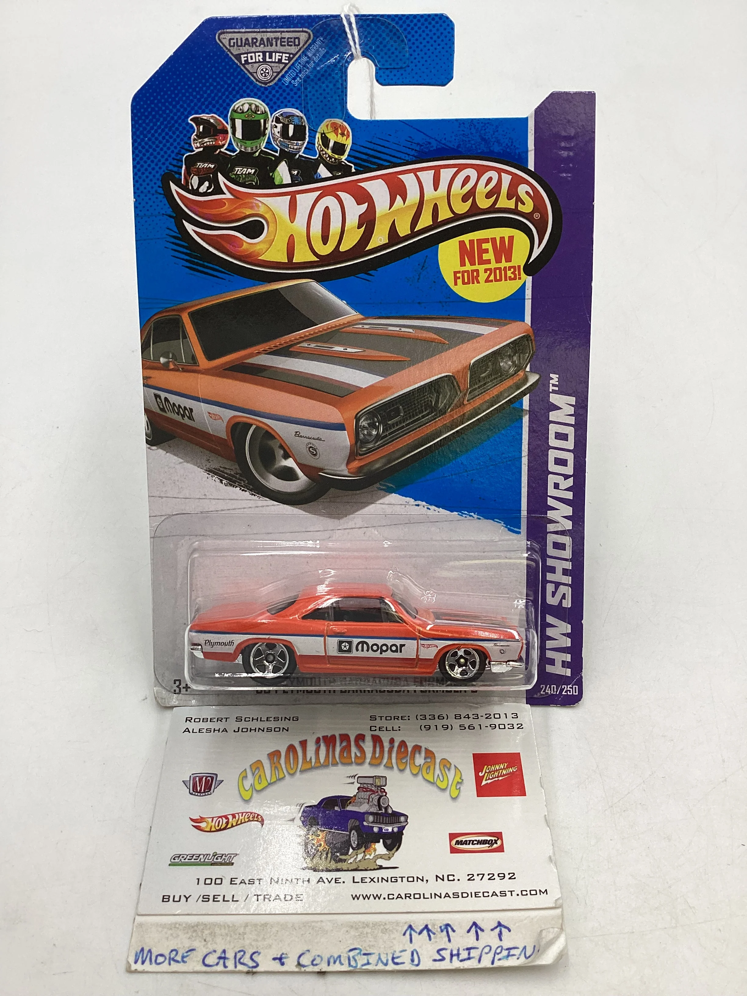 2013 Hot Wheels #240 68 Plymouth Barracuda Formula S Orange see last pic and description 42i