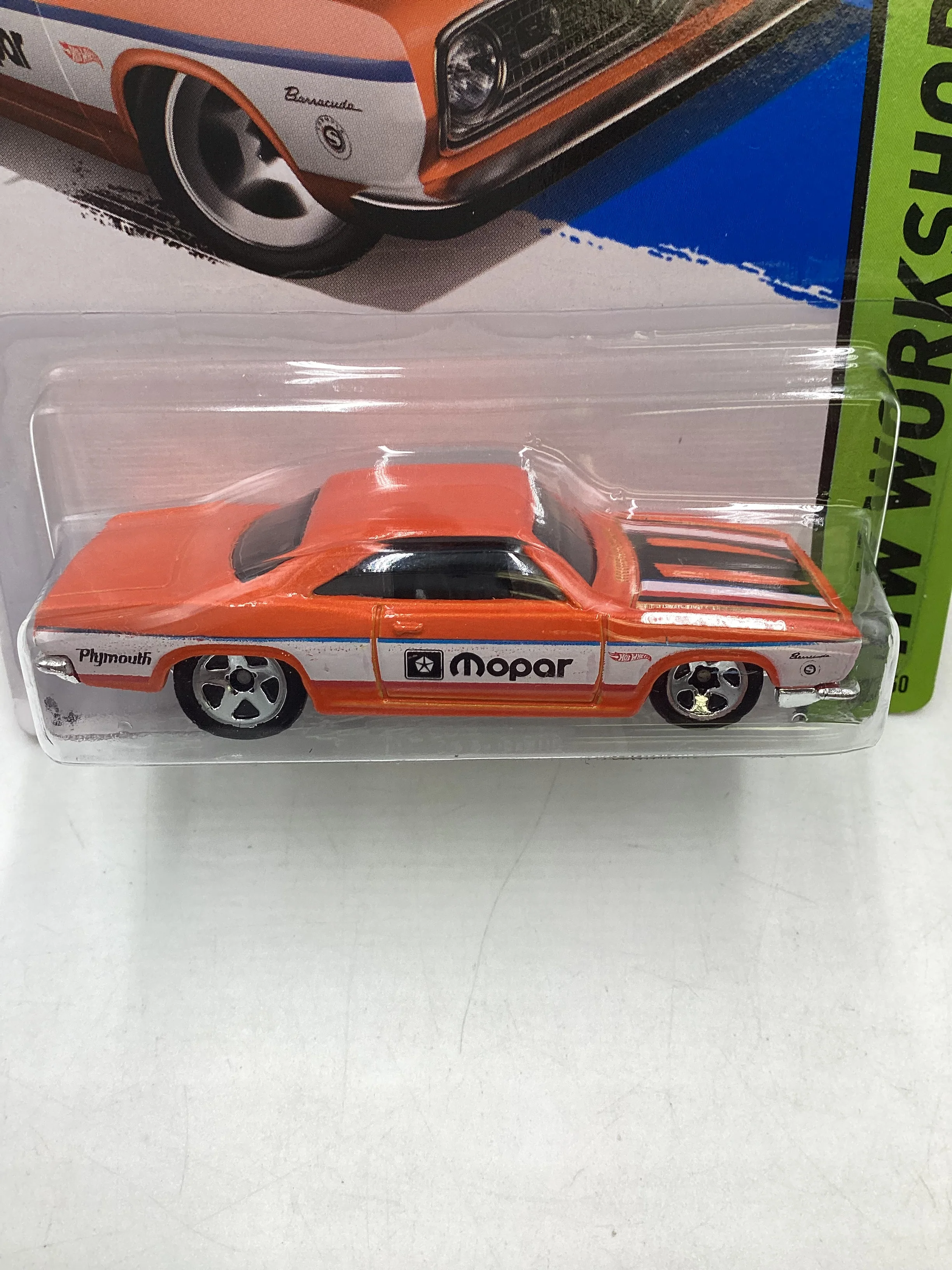 2013 Hot Wheels #240 68 Plymouth Barracuda Formula S Orange 43i - Image 3