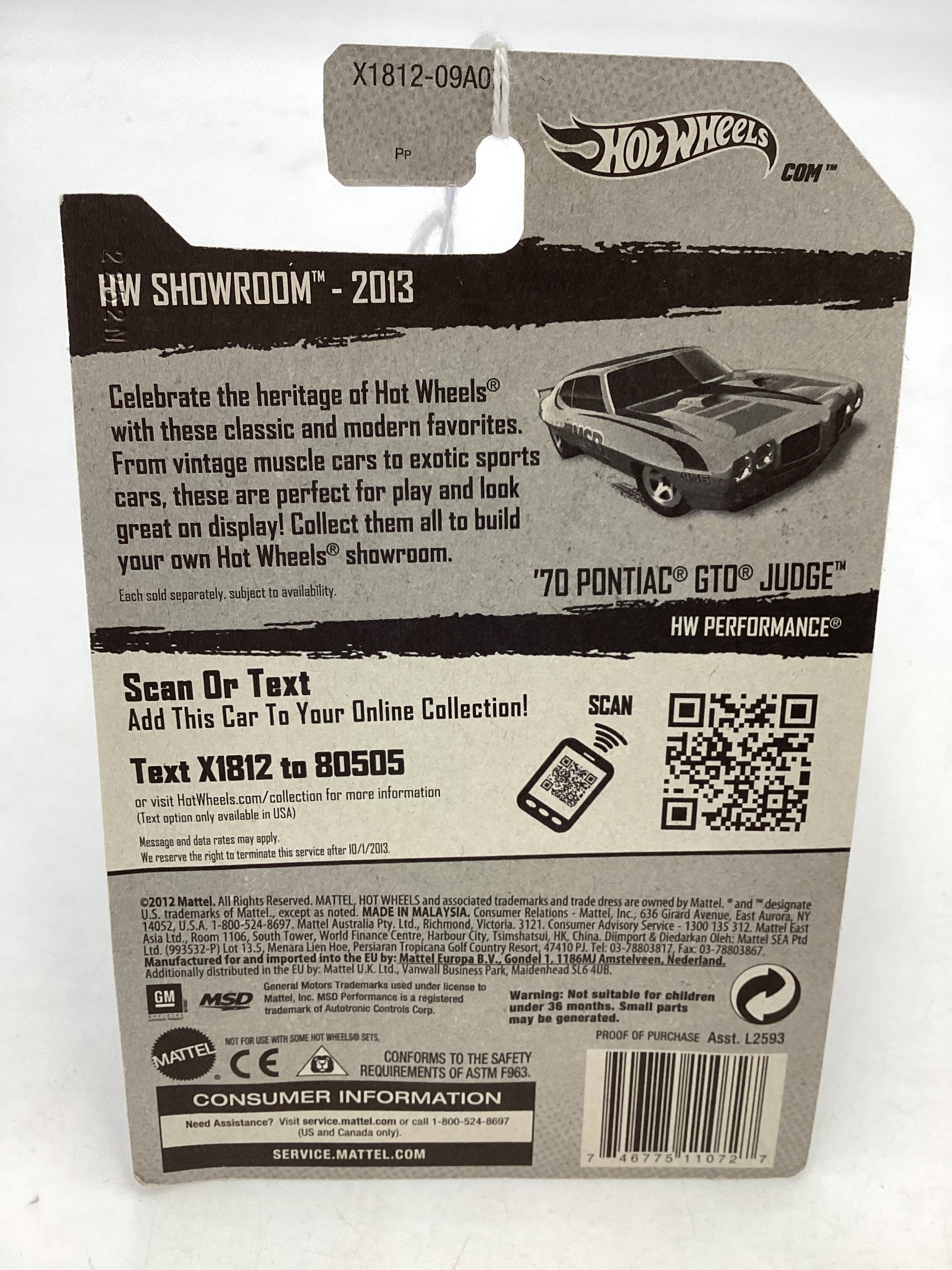 2013 Hot Wheels #246 70 Pontiac Judge Light Blue 51A - Image 7