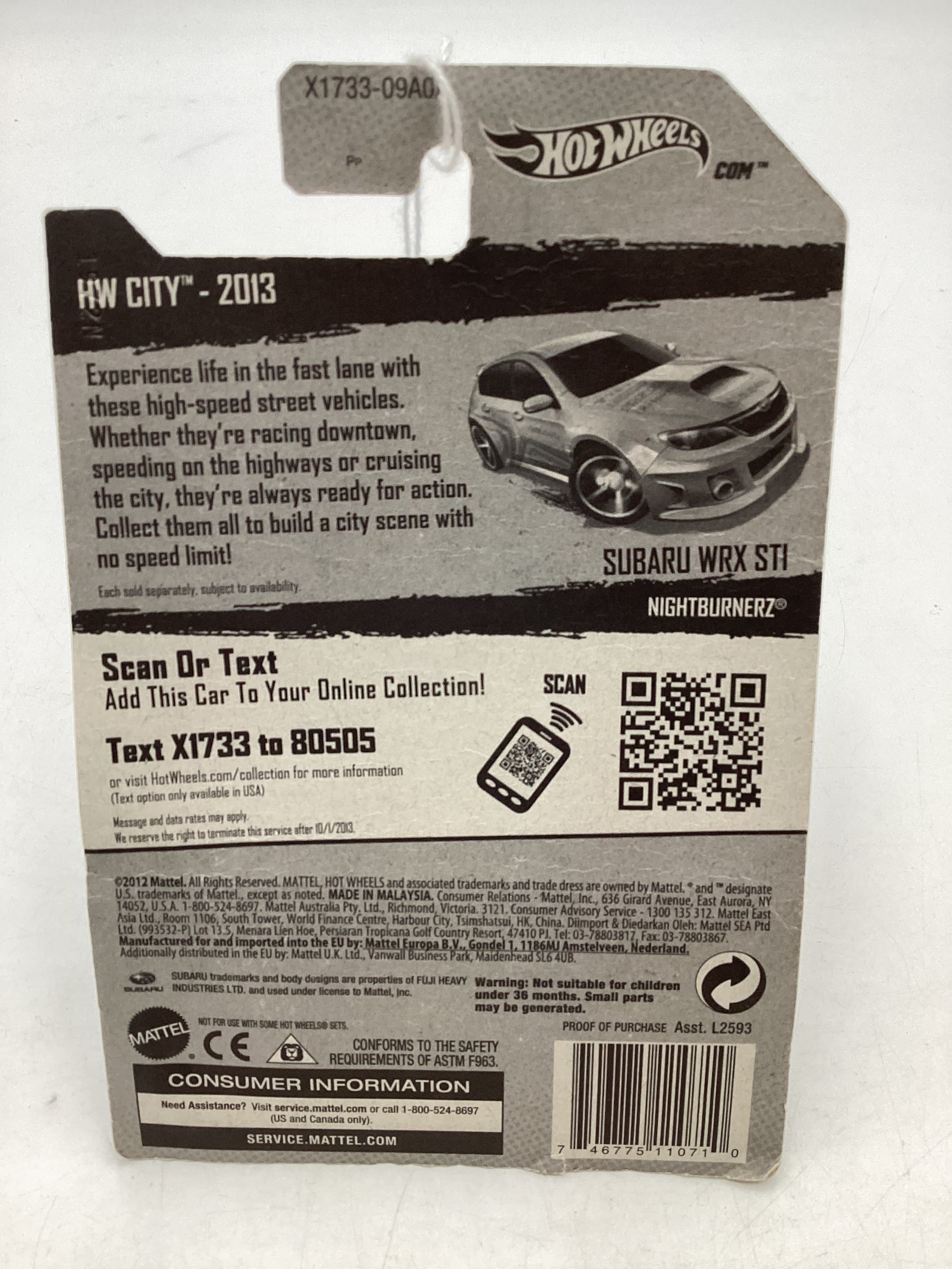 2013 Hot Wheels #25 Subaru WRX STI White *Card Not Perfect* 89C - Image 7
