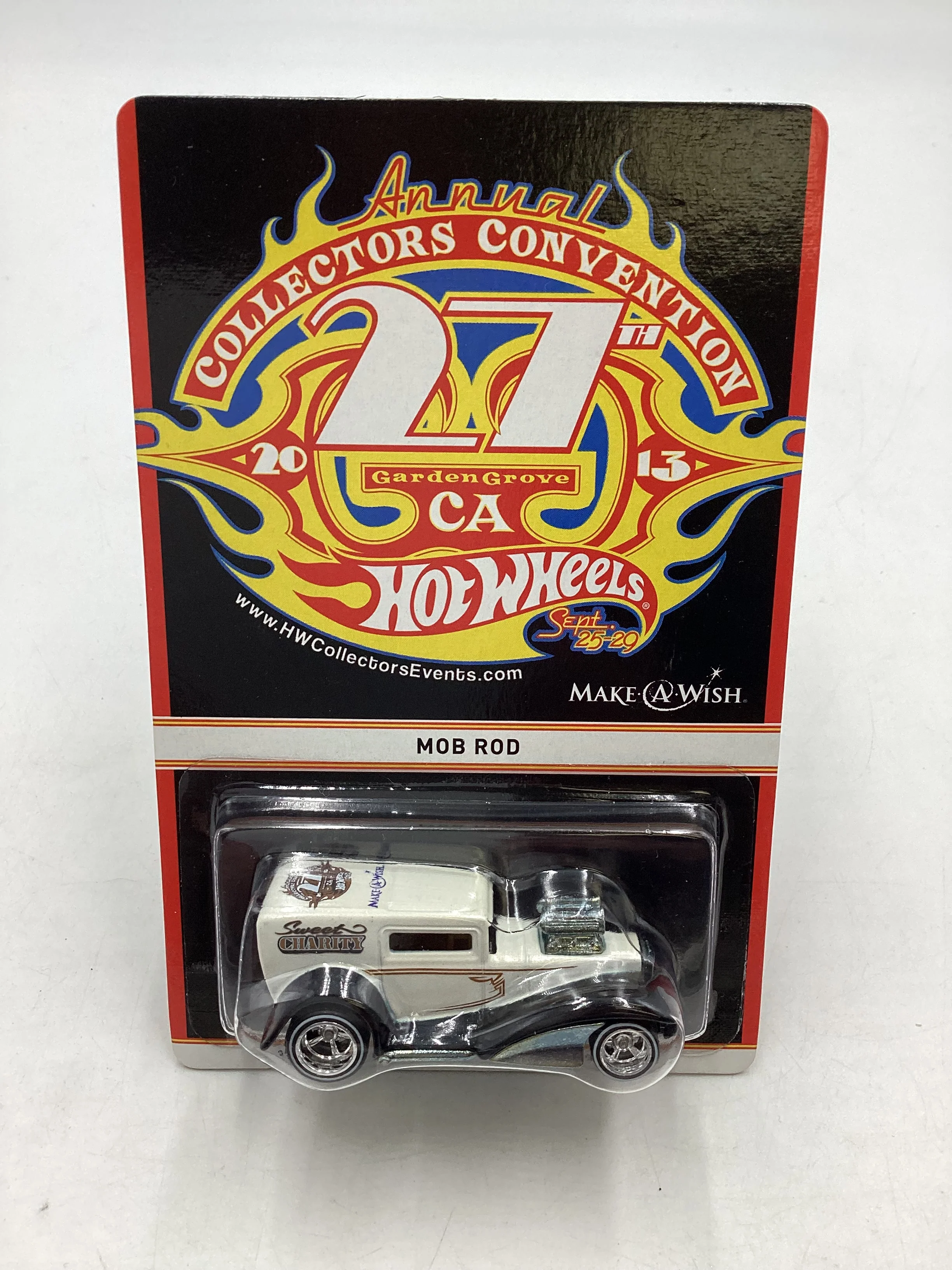 2013 Hot wheels 27th Annual Convention Mob Rod White #713/1500 with protector - Image 2
