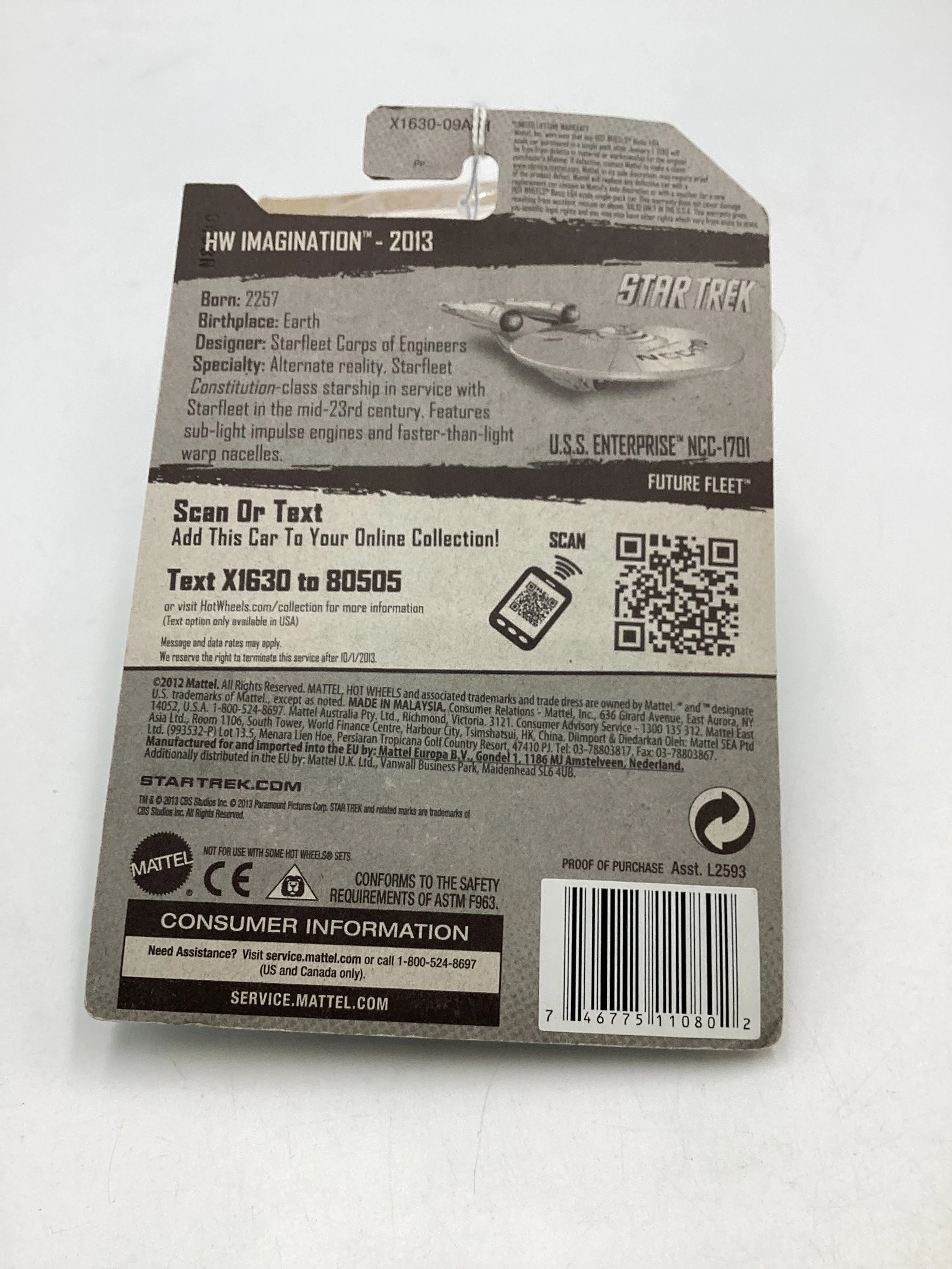 2013 Hot wheels #60 U.S.S. Enterprise NCC-1701 122C - Image 7