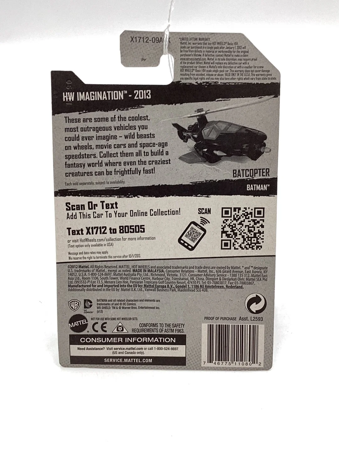 2013 Hot wheels #64 Batcopter 118A - Image 6