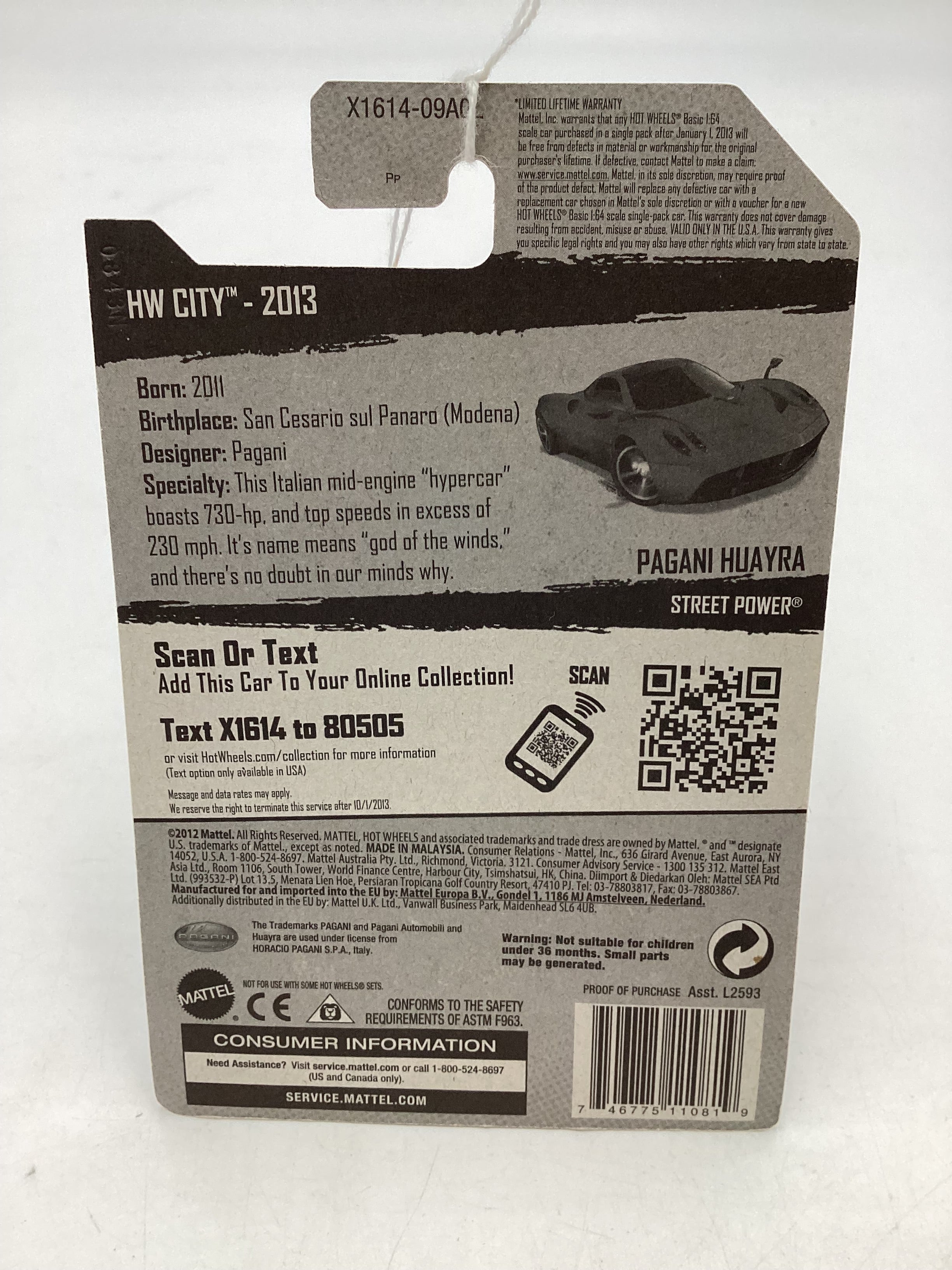 2013 Hot Wheels #8 Pagani Huayra Red 105E - Image 7