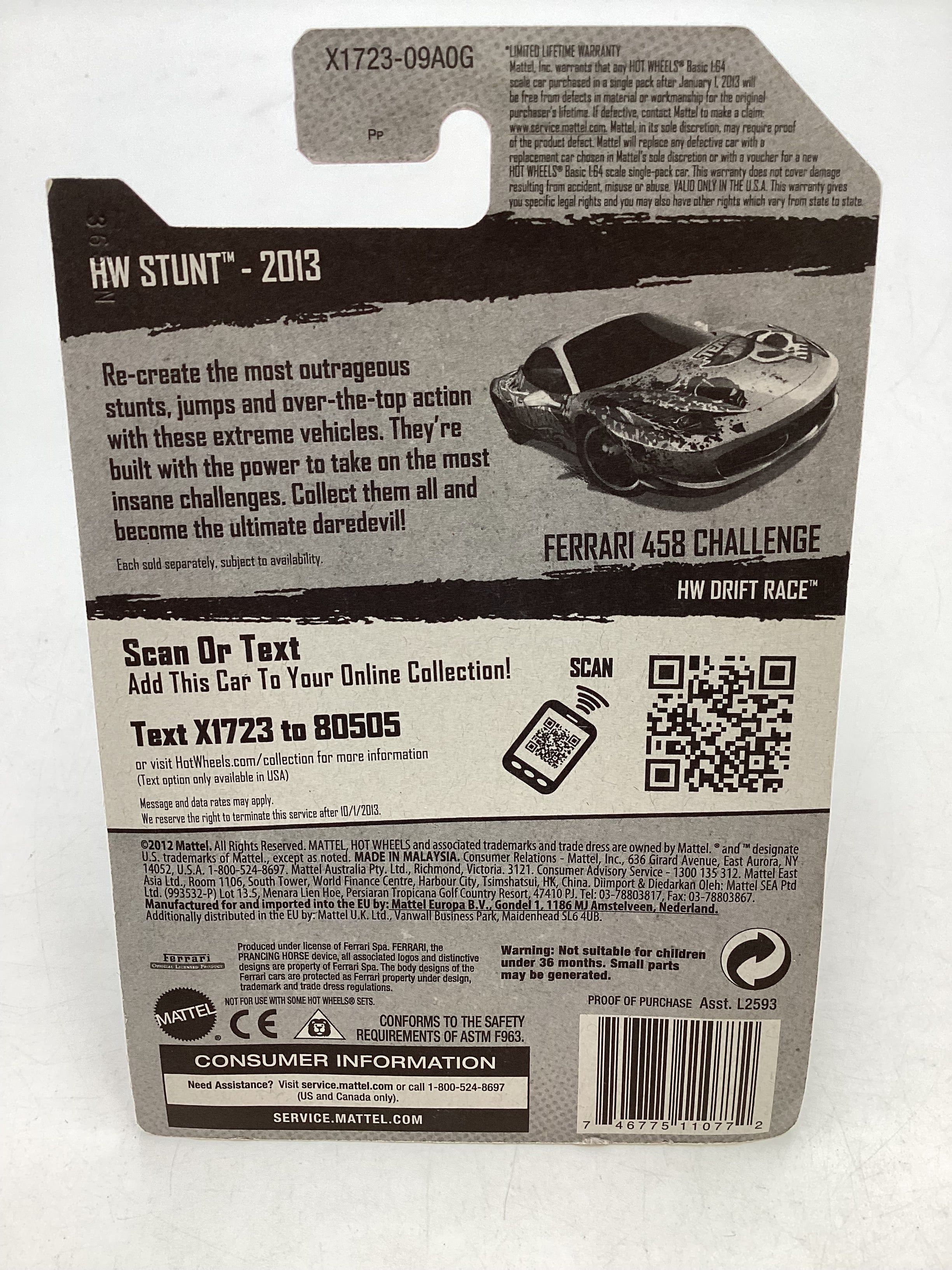 2013 Hot Wheels #81 Ferrari 458 Challenge White with protector - Image 7