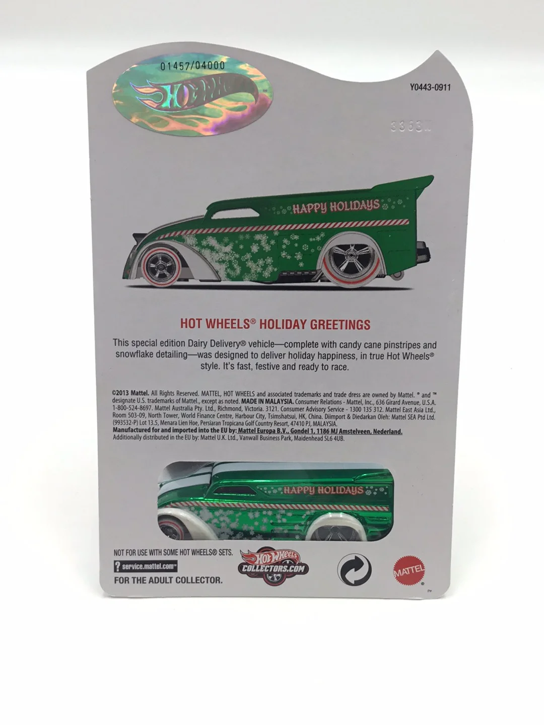 2013 hot wheels redline club Drag Dairy Holiday Car 1457/4000 with protector - Image 6