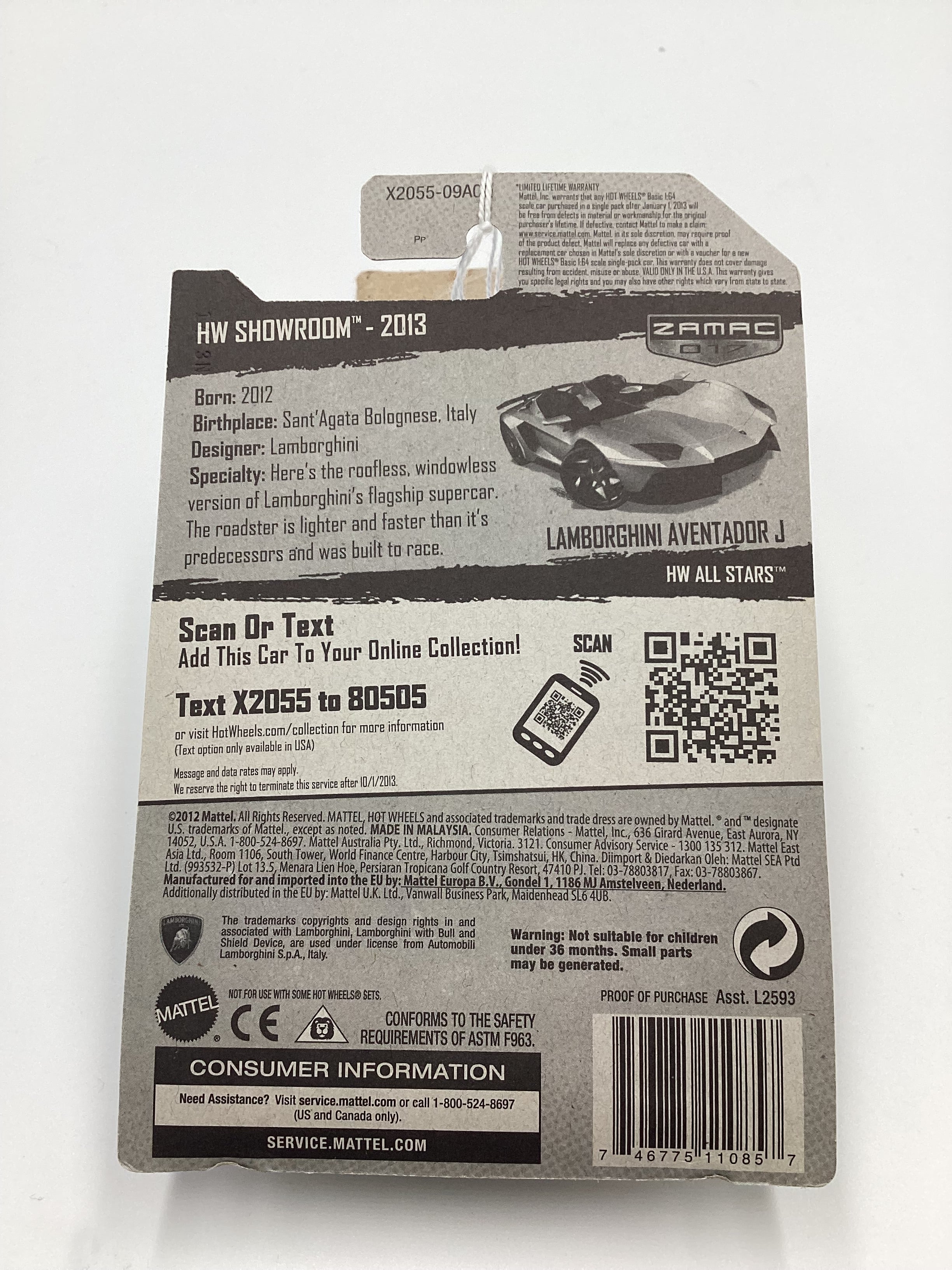 2013 Hot Wheels Zamac 017 #180 Lamborghini Aventador J 148F - Image 7