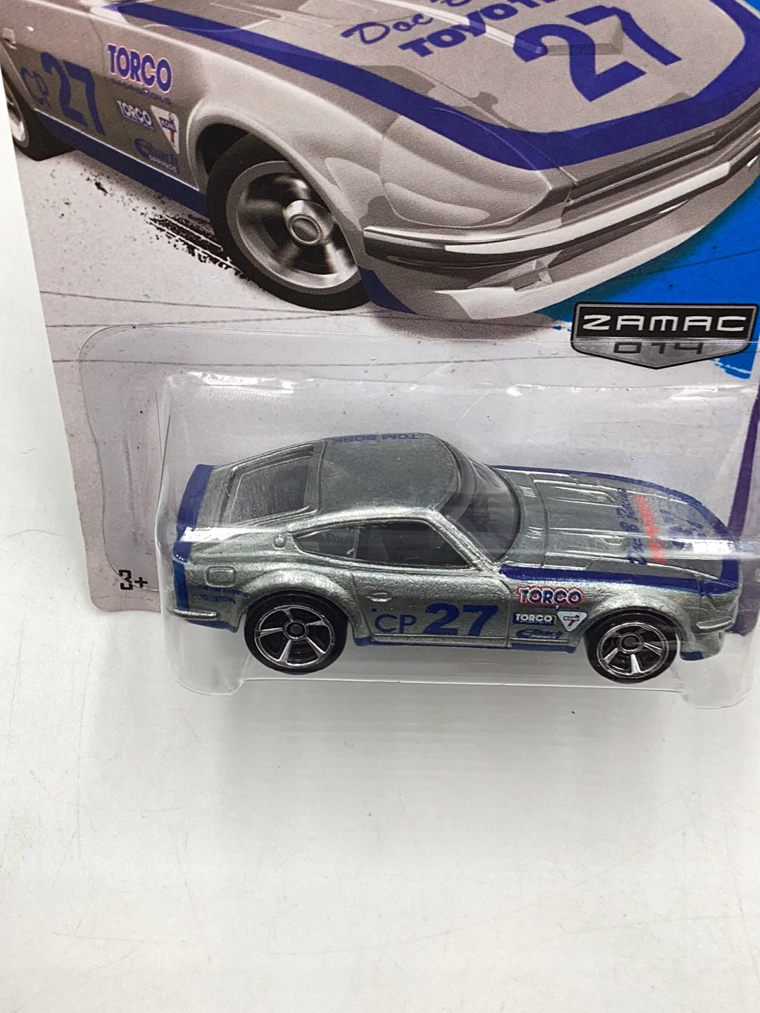 2013 hot wheels Zamac #159 Datsun 240Z Rare red Toyo tires on hood with protector - Image 5