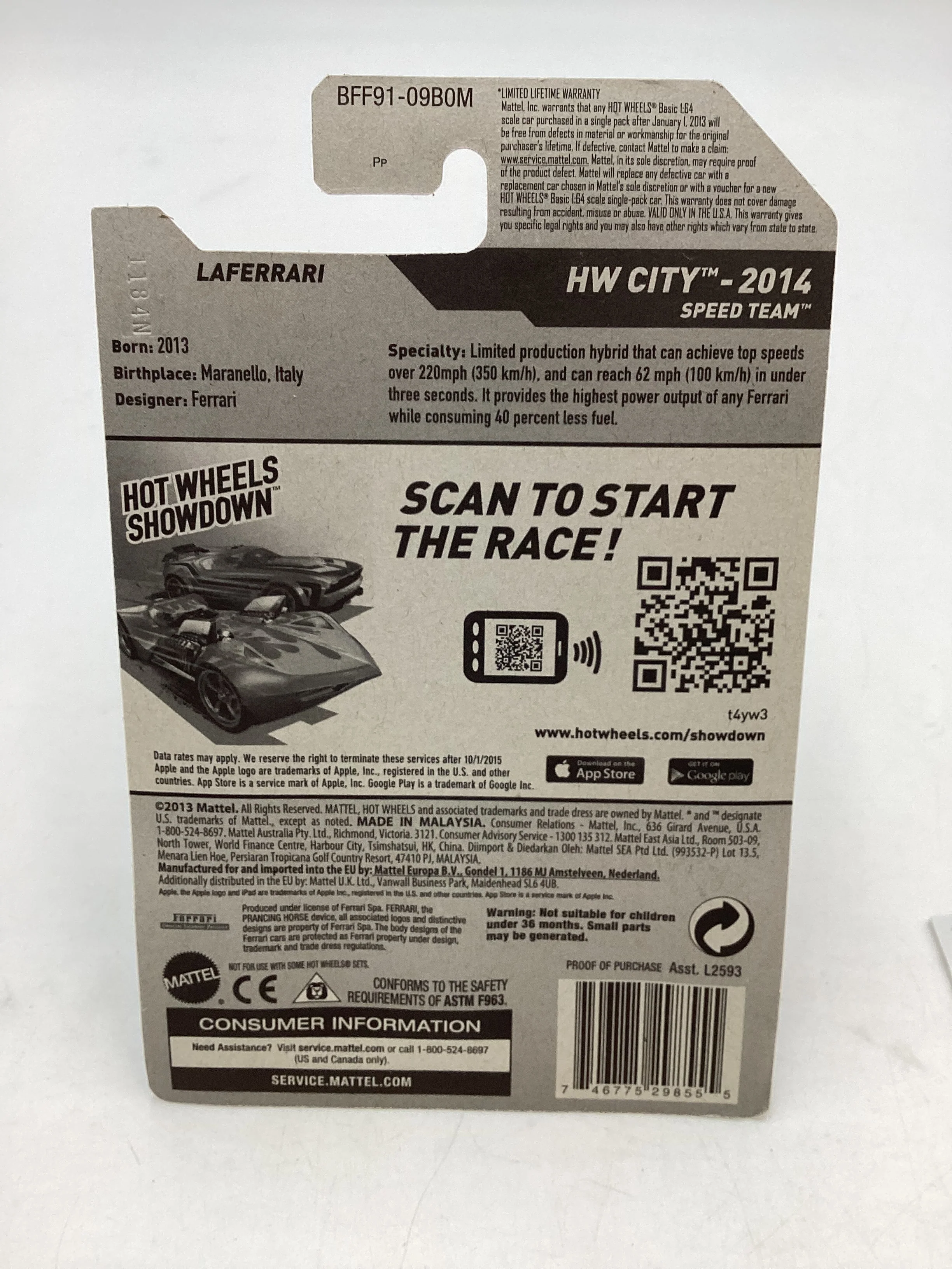 2014 Hot wheels #038 Laferrari Silver w/Protector - Image 7