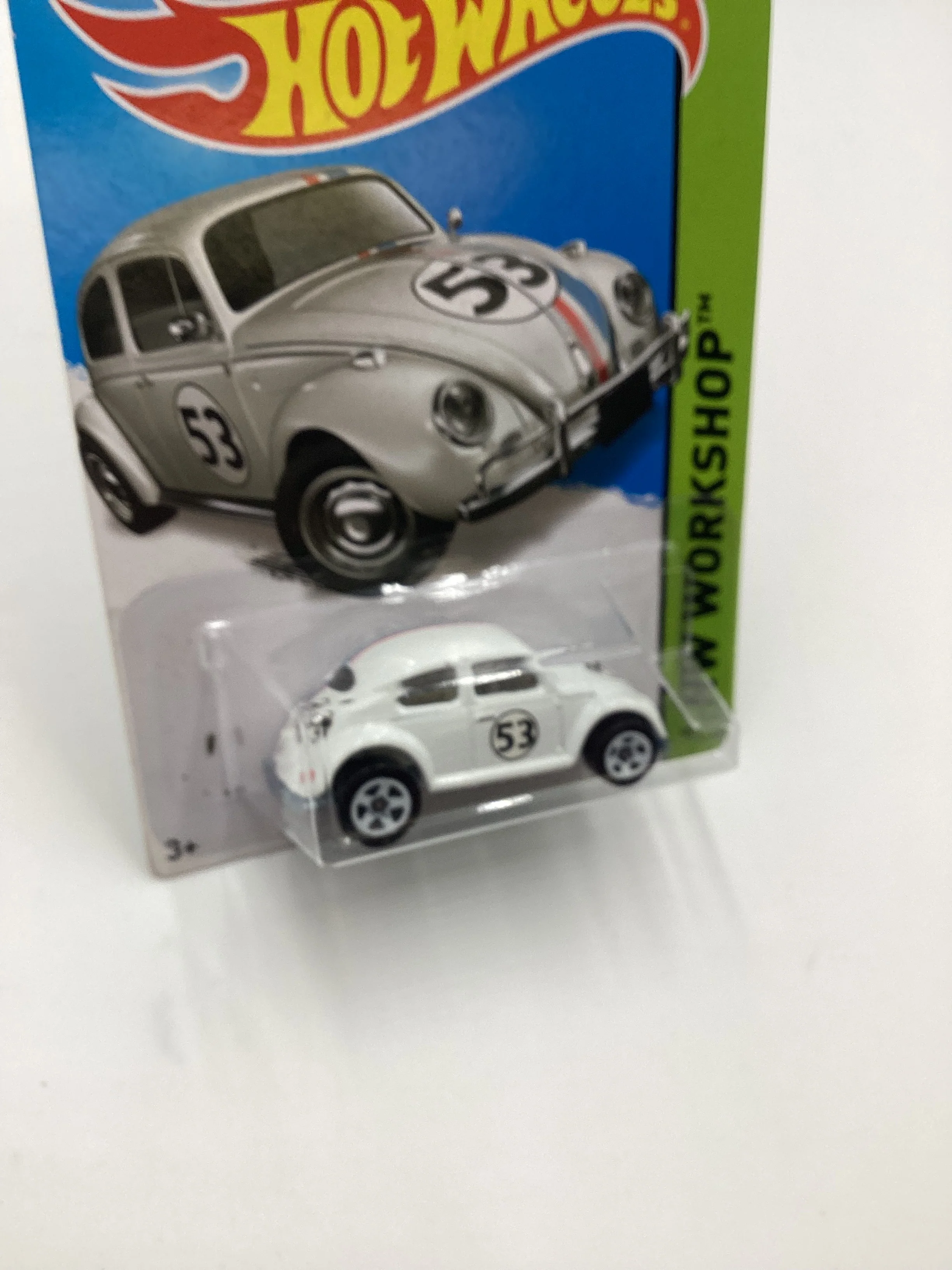 2014 Hot Wheels #191 Herbie Volkswagen Beetle The Love Bug White with protector - Image 5