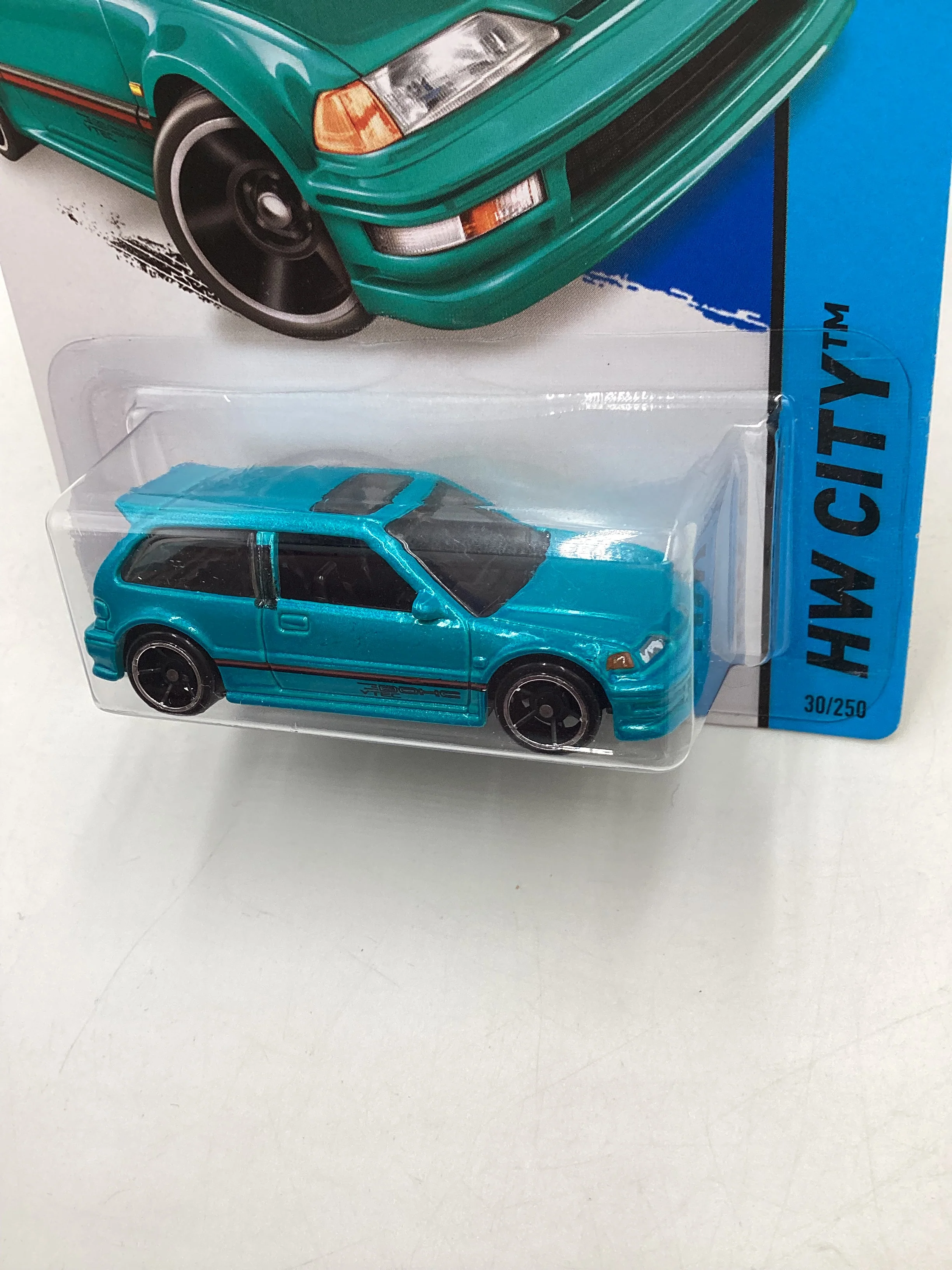 2014 Hot Wheels #30 1990 Honda Civic EF Teal W/Protector - Image 4