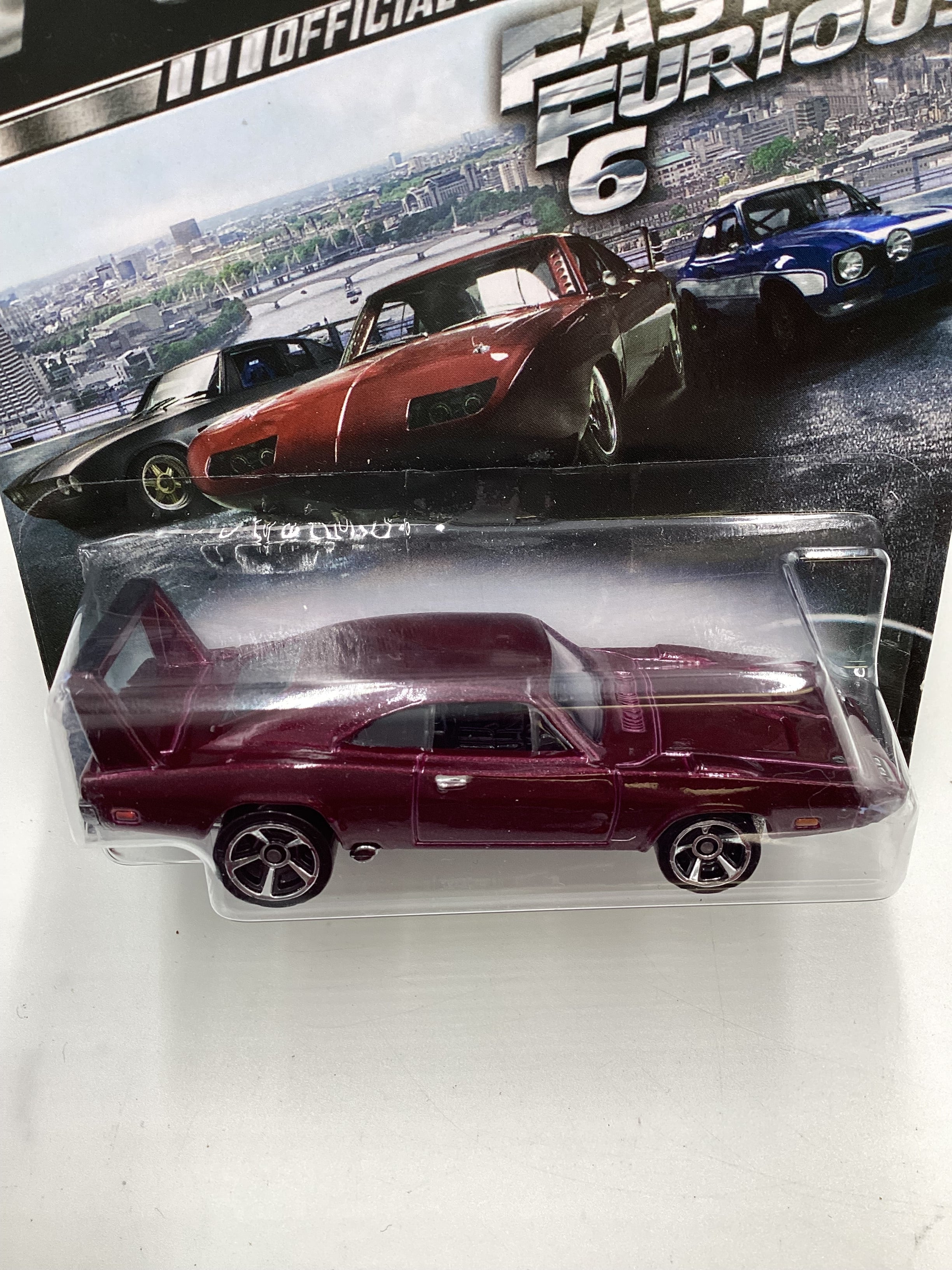 2014 Hot Wheels Fast & Furious 6 #8 69 Dodge Charger Daytona Dark Red 71B - Image 5