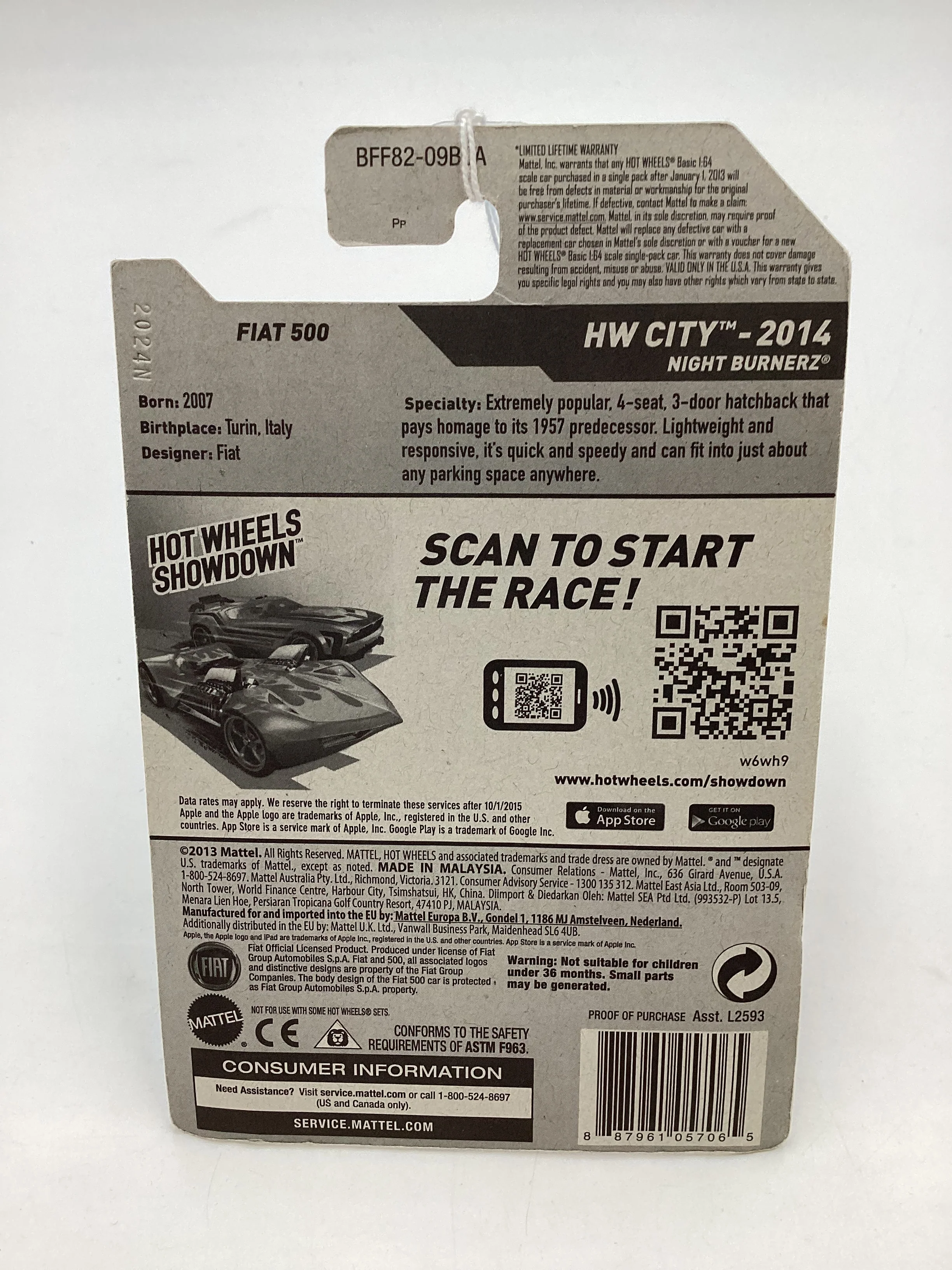 2014 Hot wheels HW City #25 Fiat 500 White 68A - Image 9
