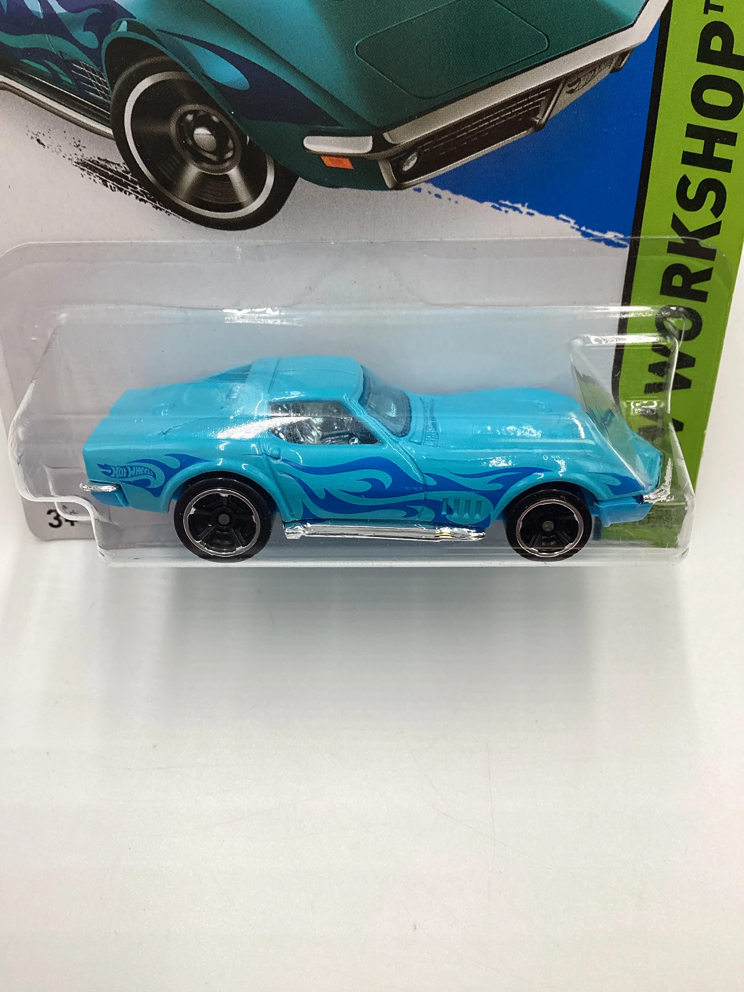 2014 Hot Wheels Kmart Exclusive #214 69 Corvette Light Blue 240B - Image 3